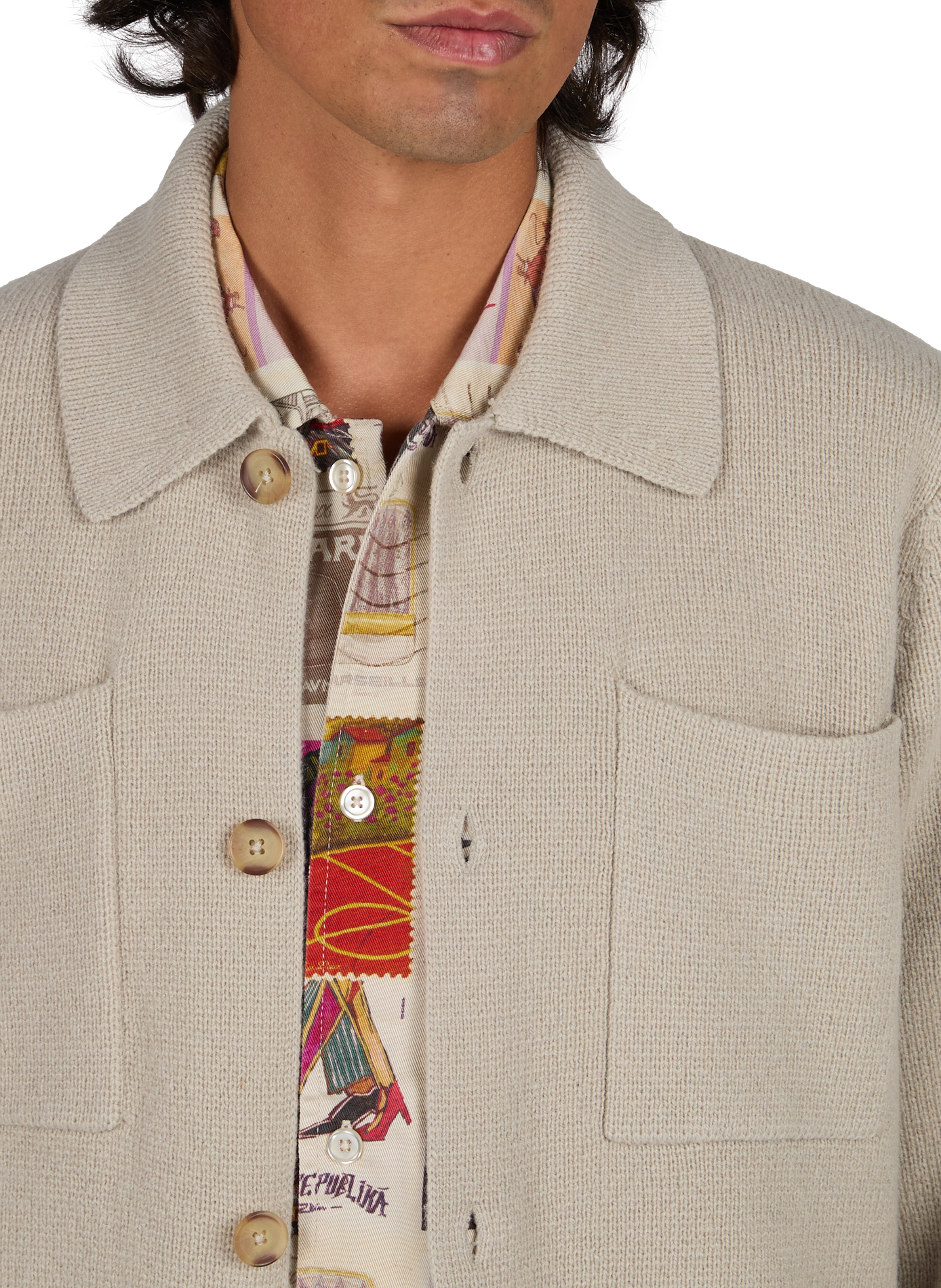 Gerade geschnittener Woll-Cardigan mit Knopfleiste LES DEUX Beige