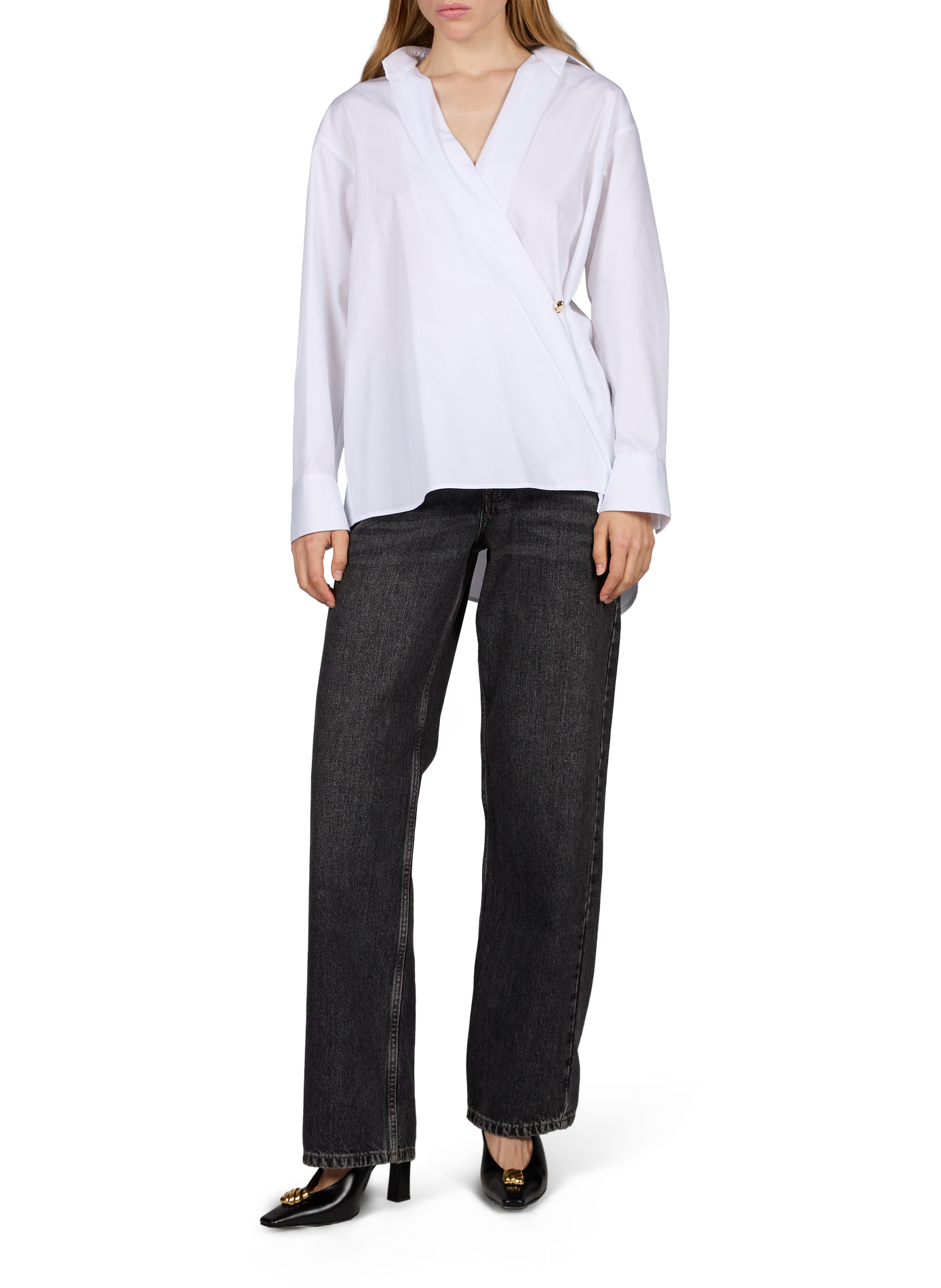 Solid straight cotton shirt MARGAUX LONNBERG White