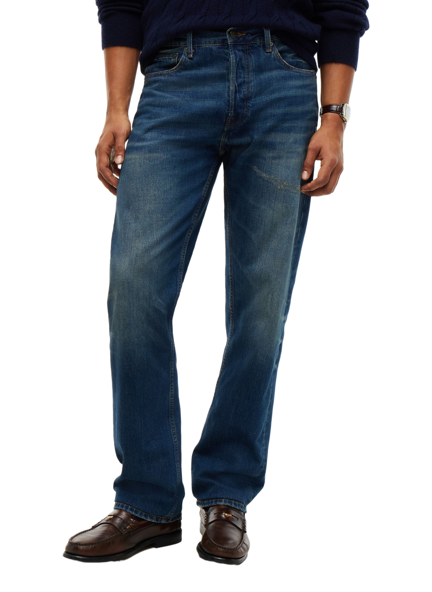 Einfarbige Straight-Fit-Jeans mit mittelhohem Bund TOMMY HILFIGER Blau