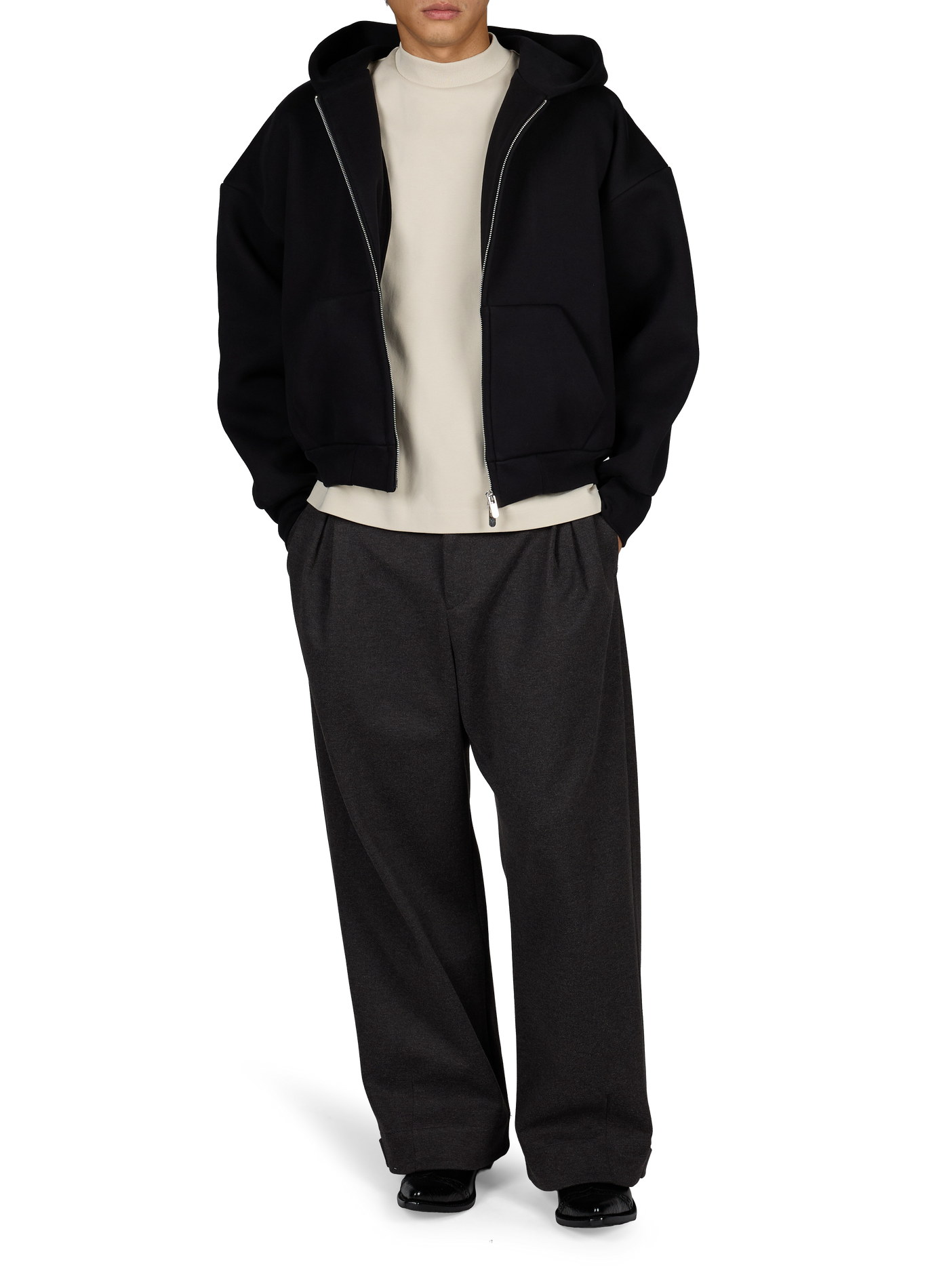 Oversized Plain Hooded Sweatshirt SEVENTH Black