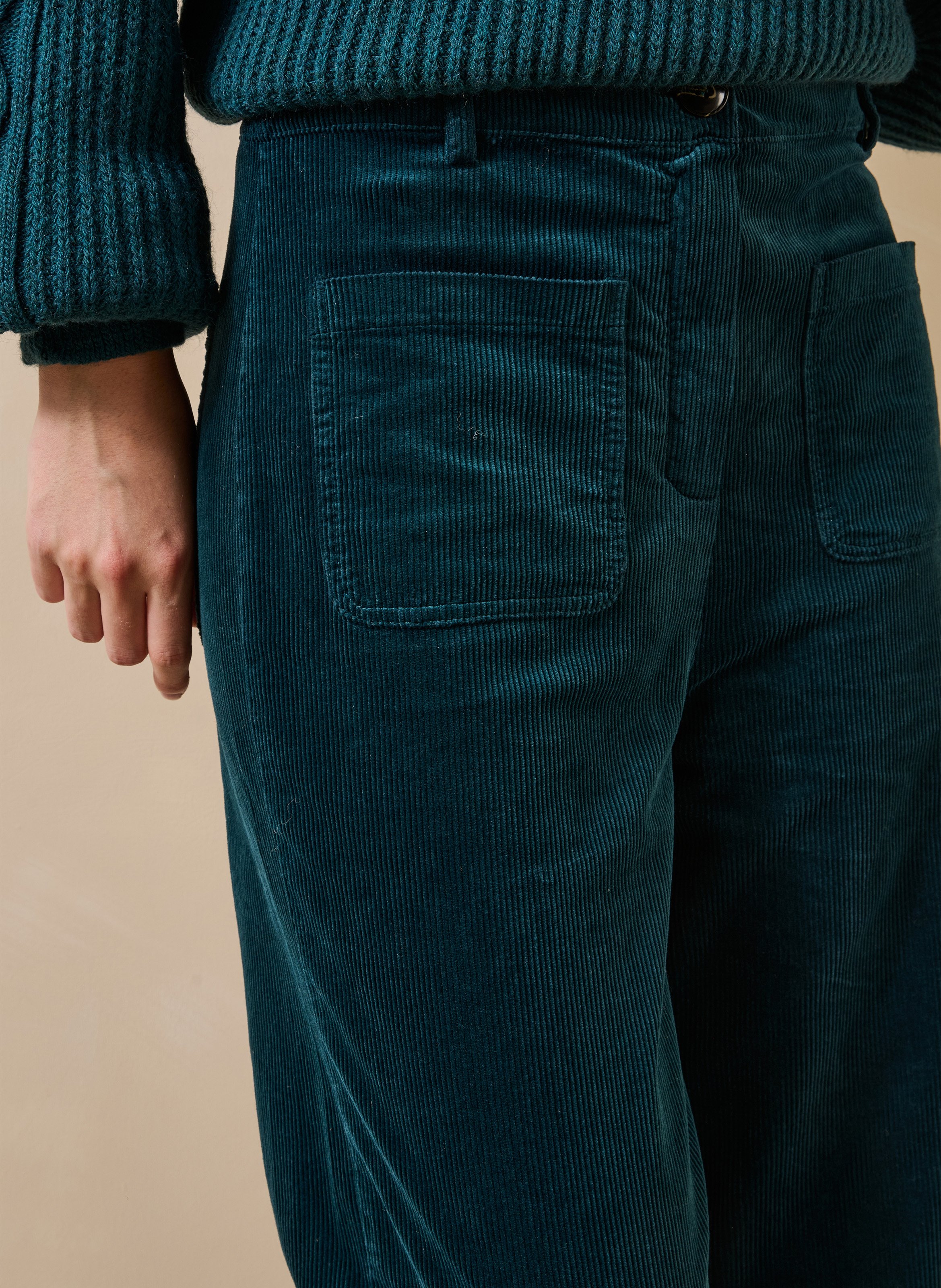 Wide-leg broek met hoge taille van katoenmix LA FEE MARABOUTEE Blauw