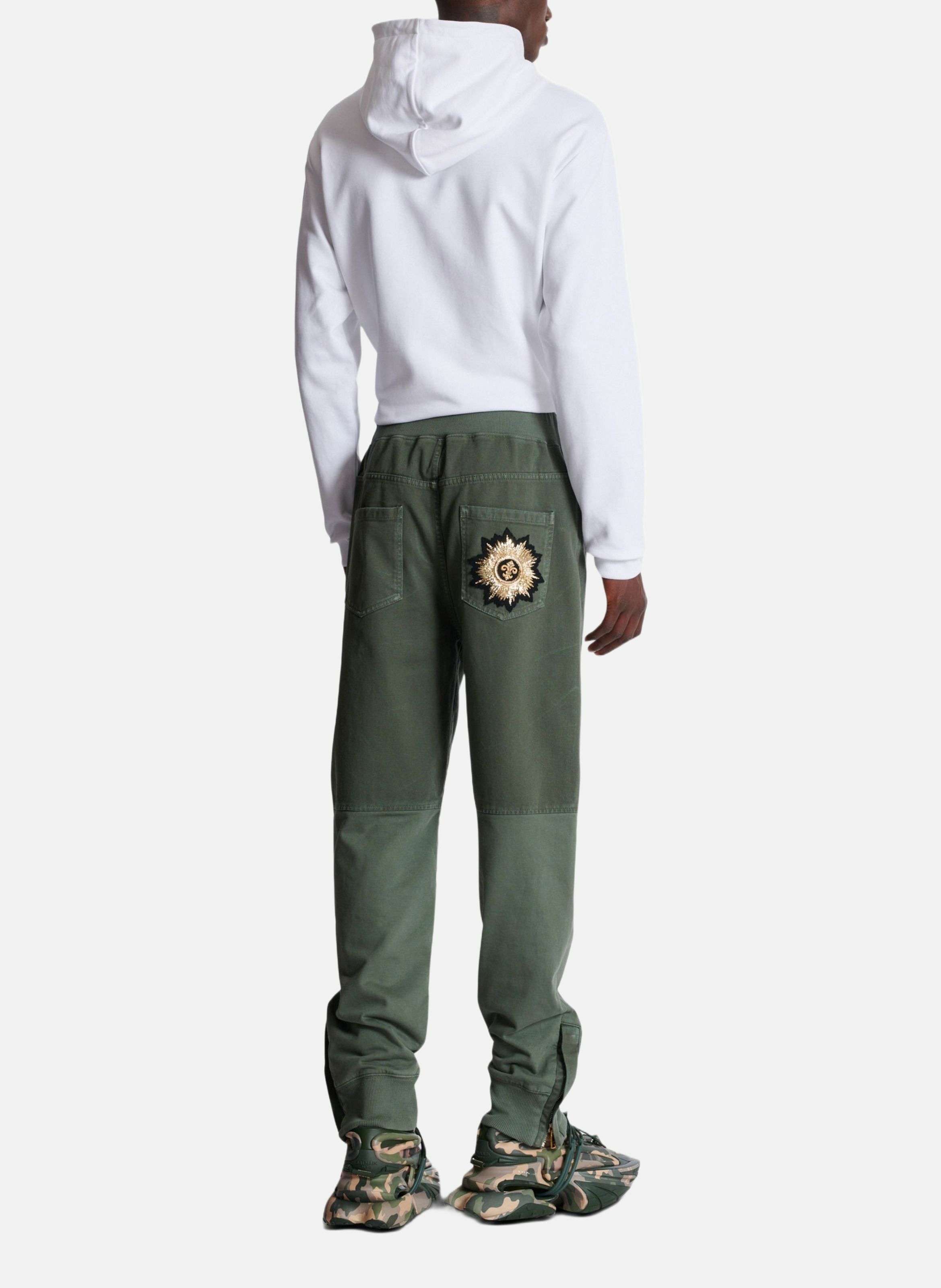 Jean loose en denim et jersey BALMAIN Vert