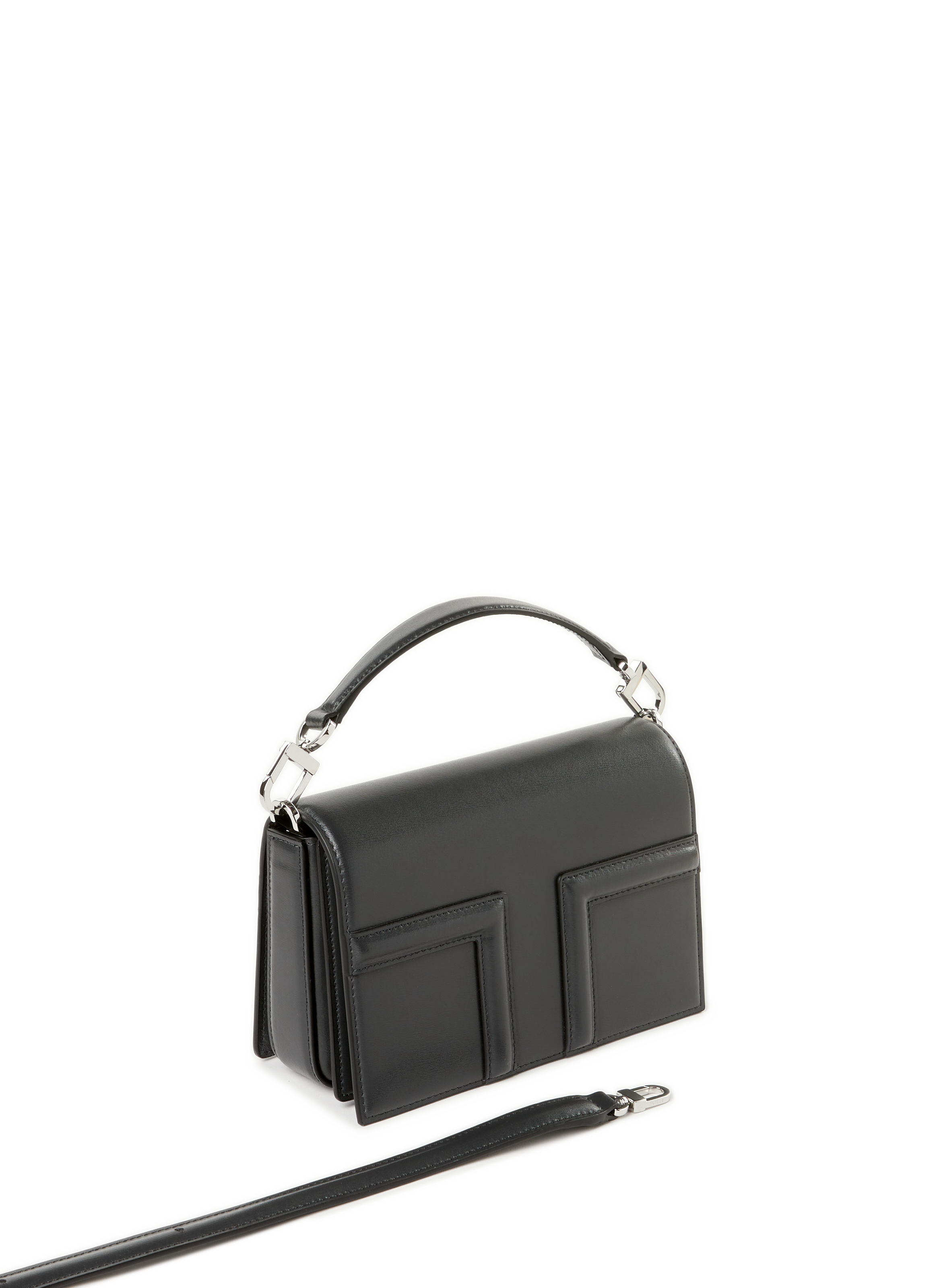 Leather T-Flap Handbag TOTEME Grey