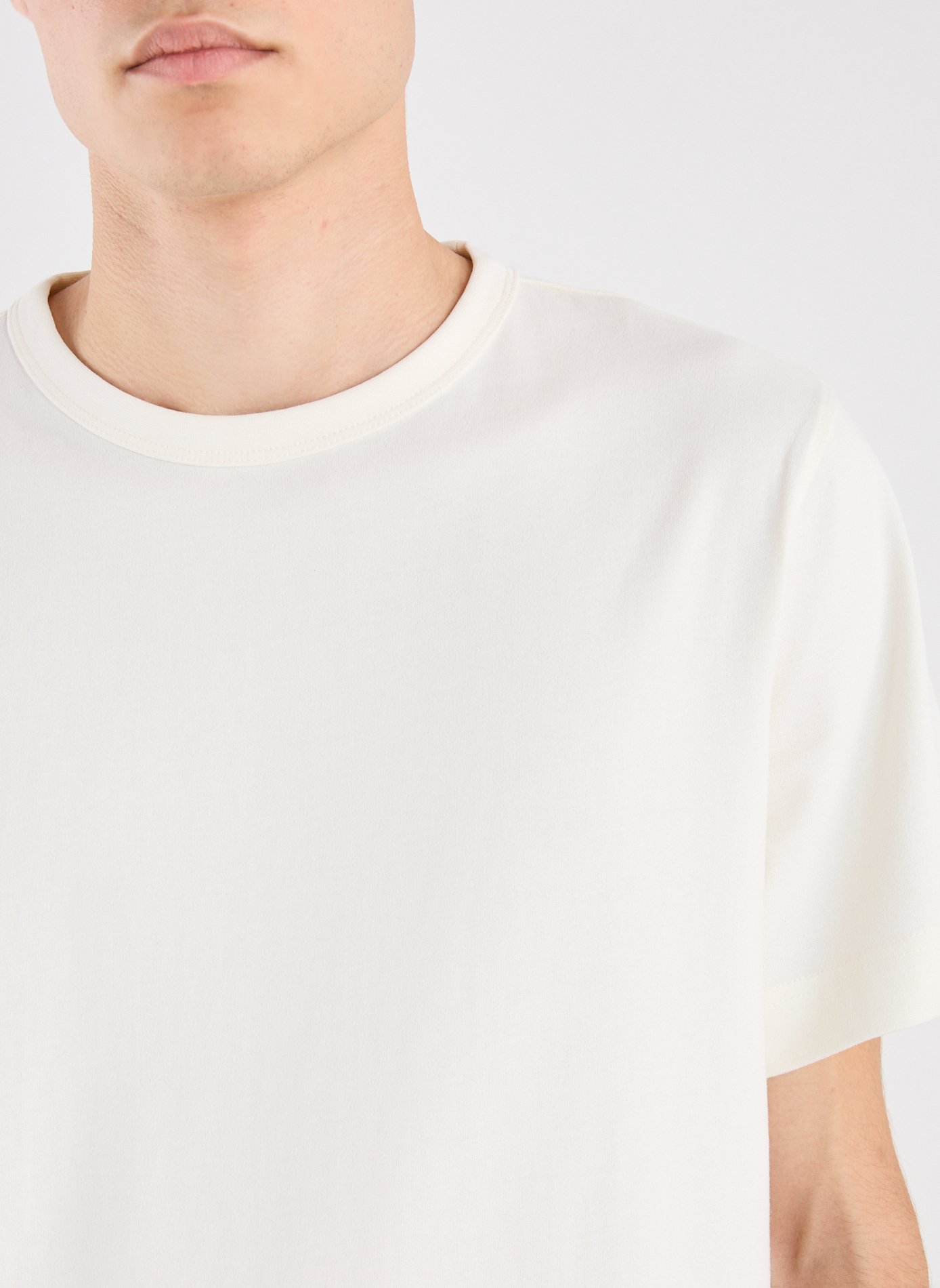 T-shirt col rond en coton organique SELECTED Beige