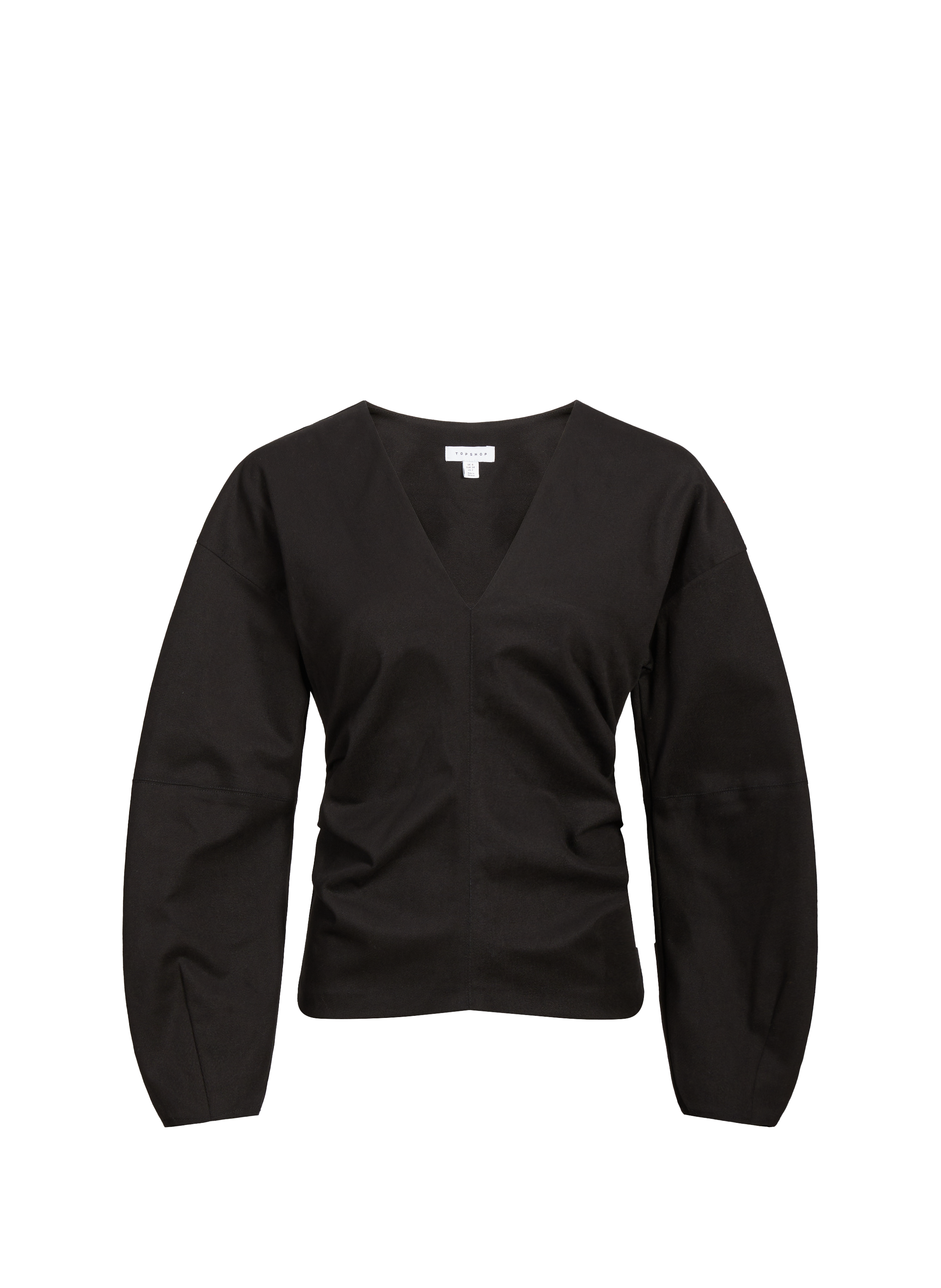 TOPSHOP Top col V en coton Noir