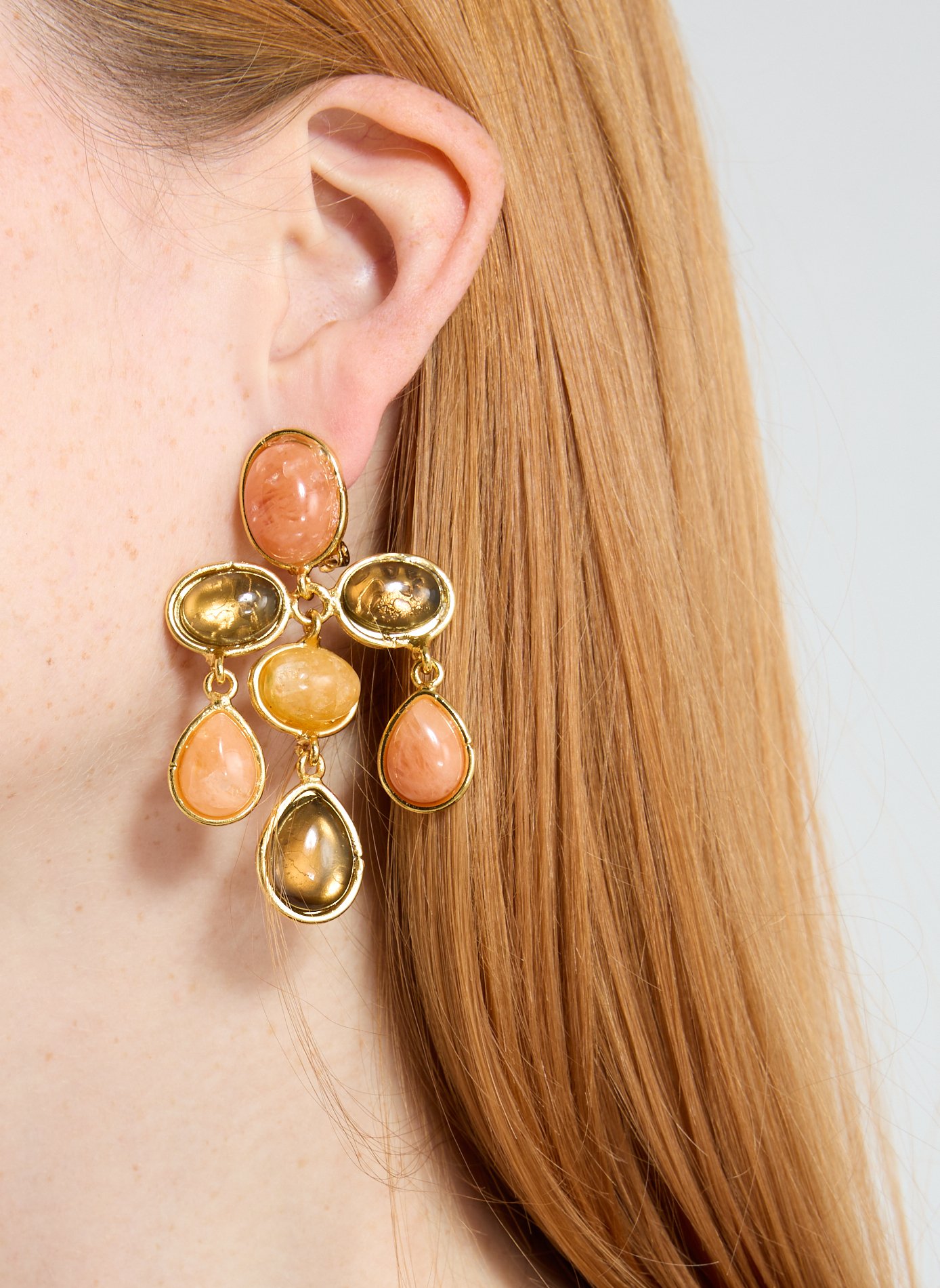 Boucles d'oreille pendantes en laiton et pierre SYLVIA TOLEDANO Multicolore