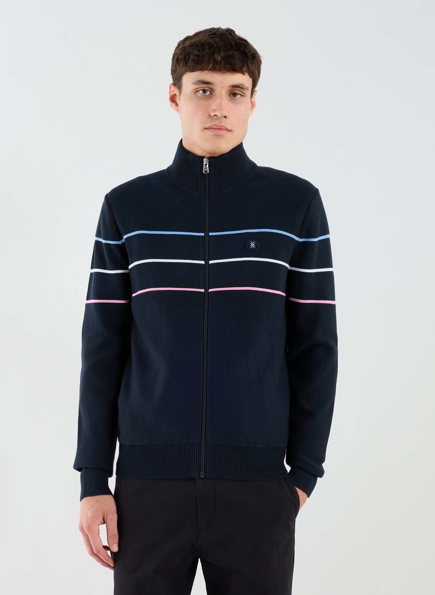 EDEN PARK Gilet col montant en coton Bleu