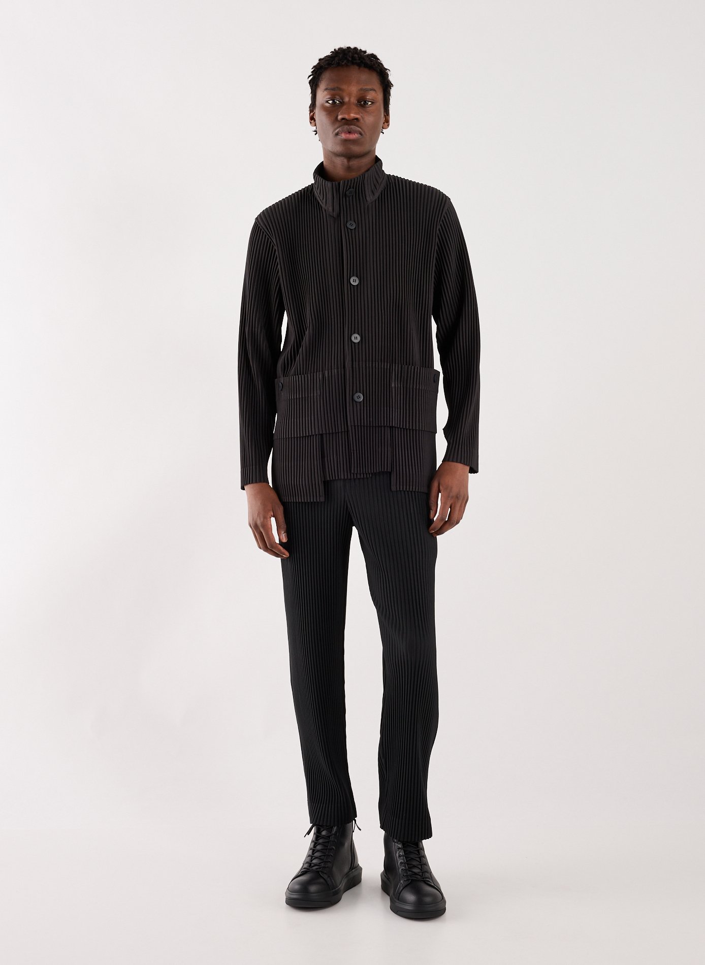 Pleated straight pants HOMME PLISSE ISSEY MIYAKE Black