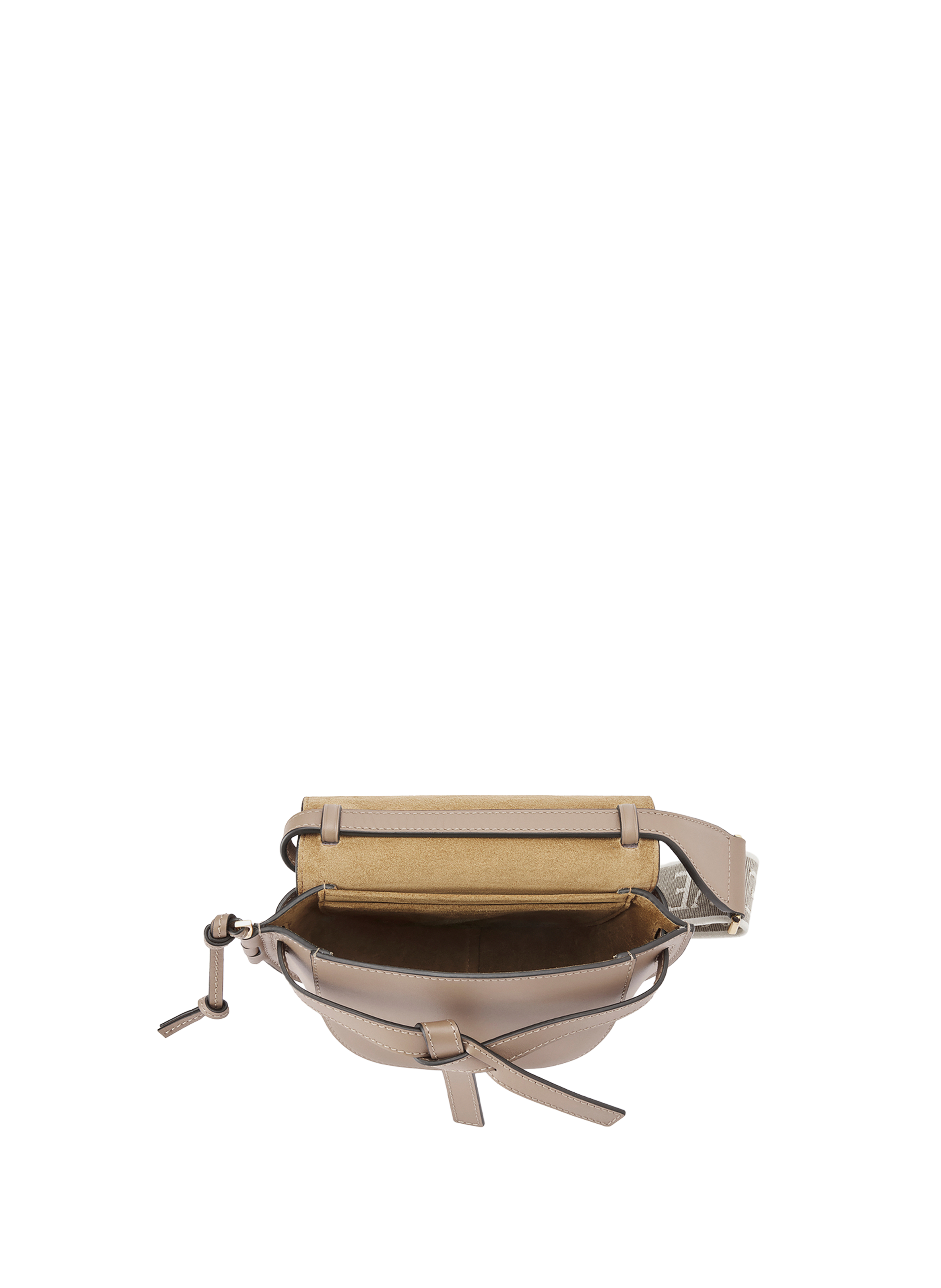 Sac Gate Dual modèle Mini en cuir de veau souple et jacquard LOEWE Beige