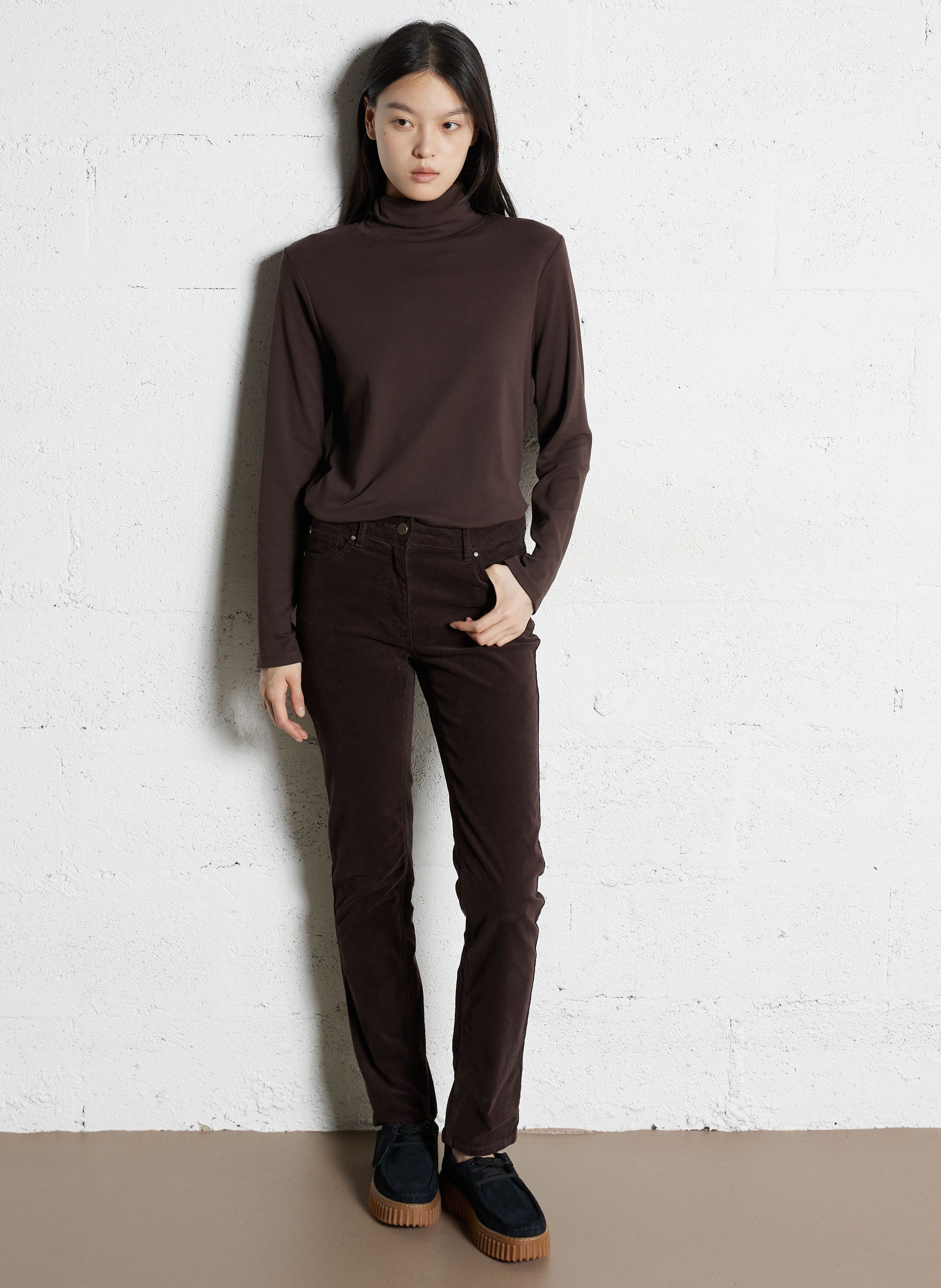 Tee-shirt droit col roulé ferguie MAISON 123 Marron