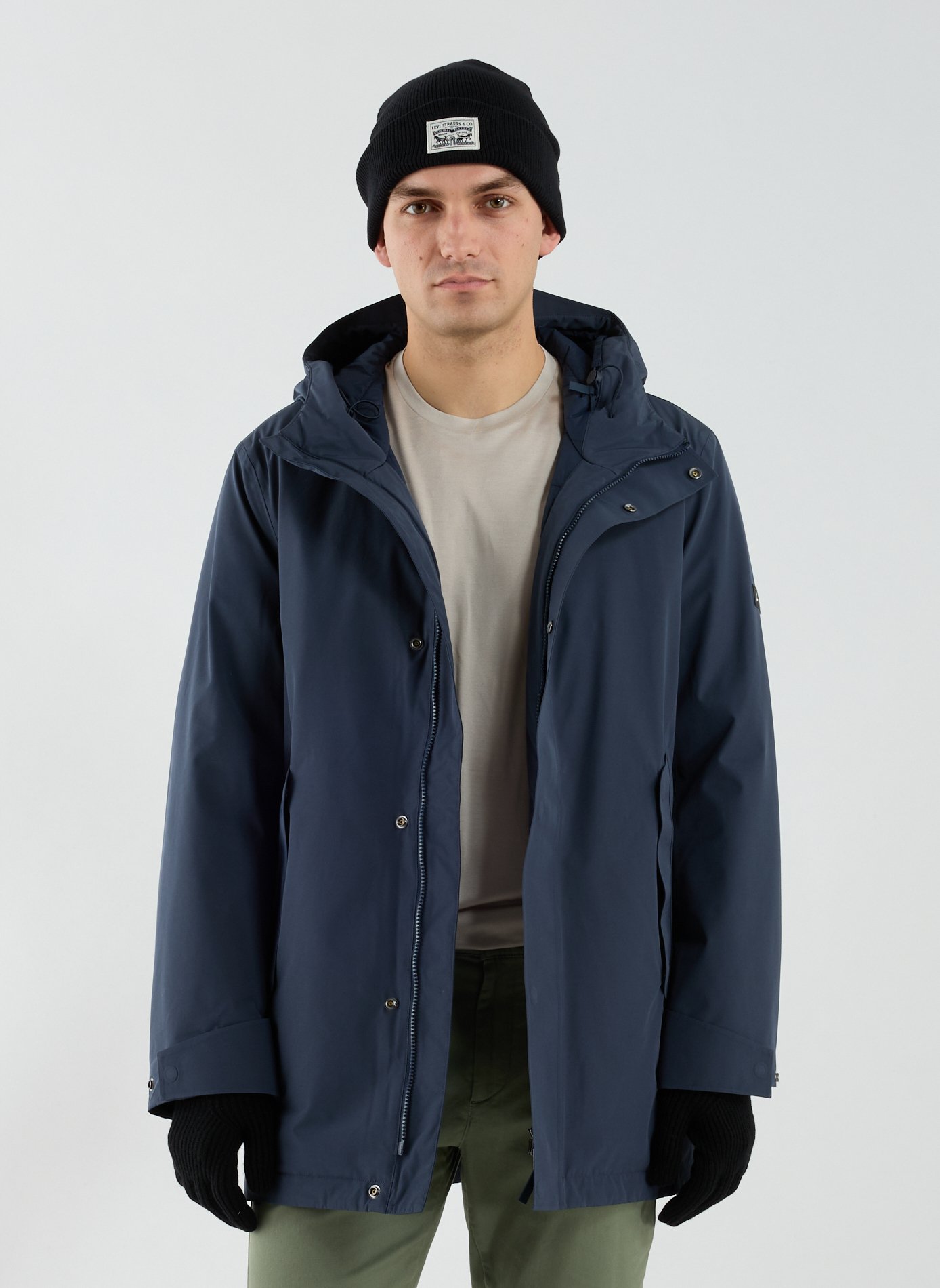 Mid-length straight parka with hood MTD AIGLE Blue