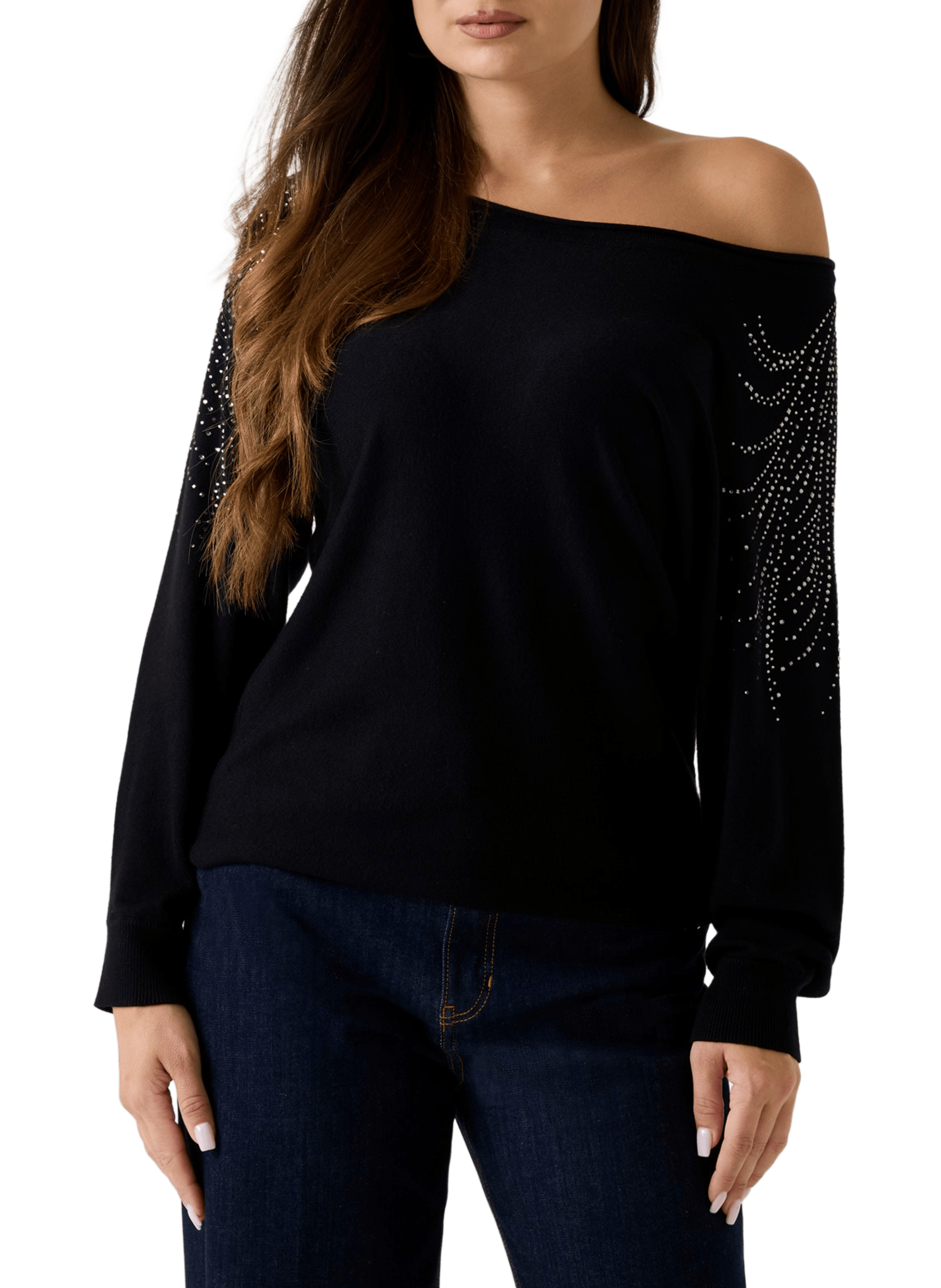 Pull ample à strass GUESS Noir