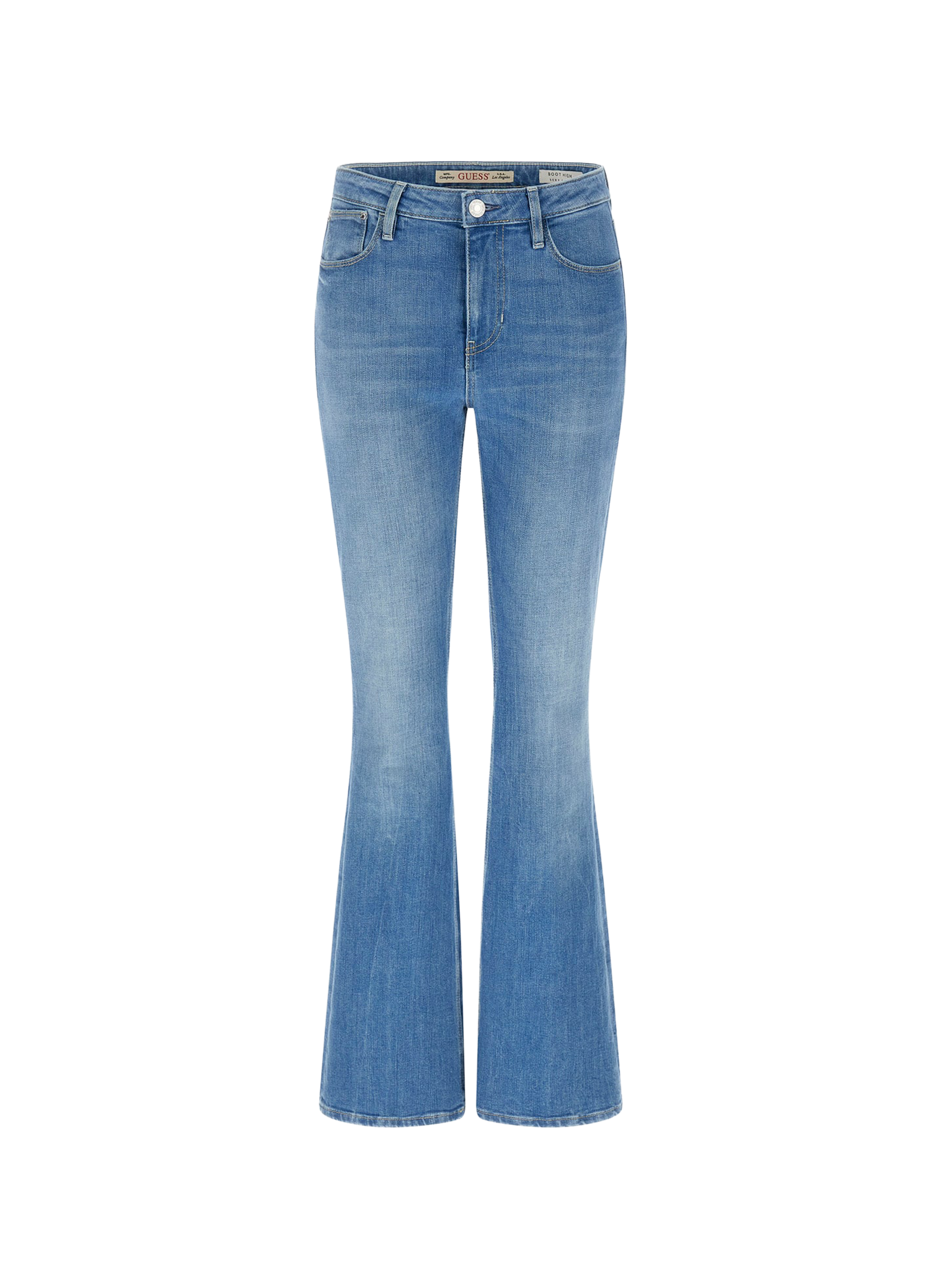Jeans flare en coton GUESS Bleu
