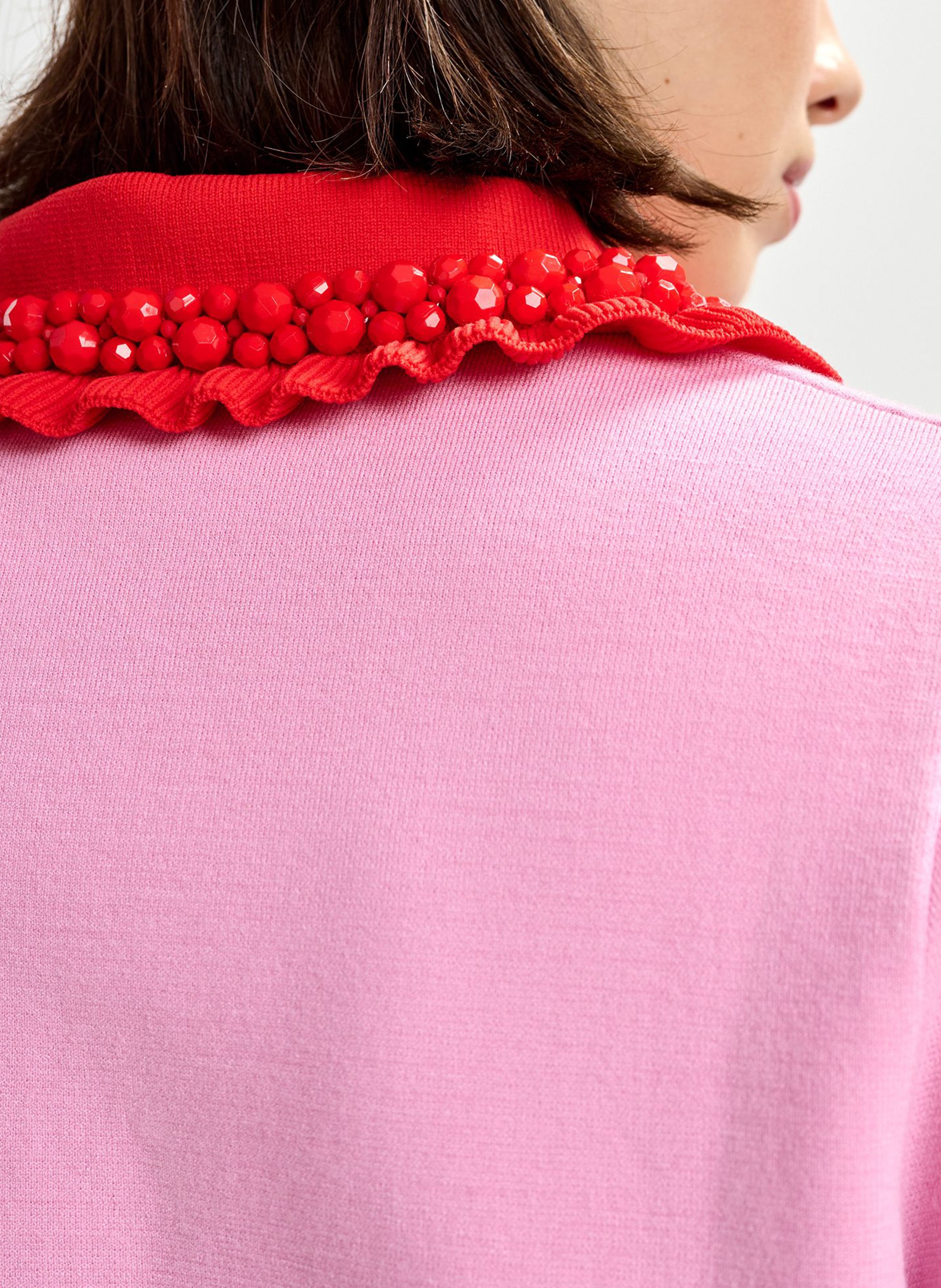 Polo manches courtes uni à volants Jewelry ESSENTIEL ANTWERP Rose