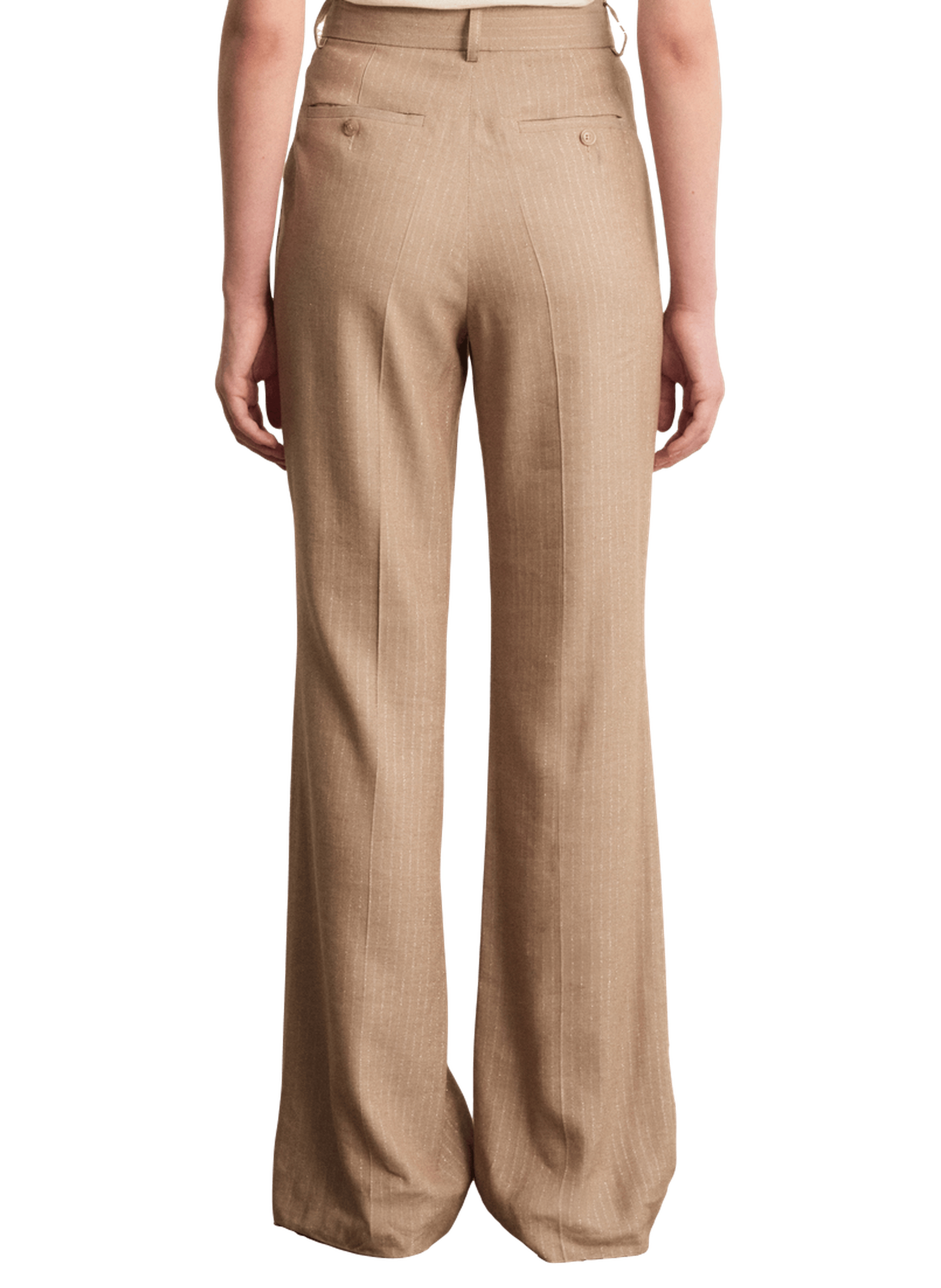 Pantalon de tailleur à fines rayures en lurex - BRIANA PABLO Beige