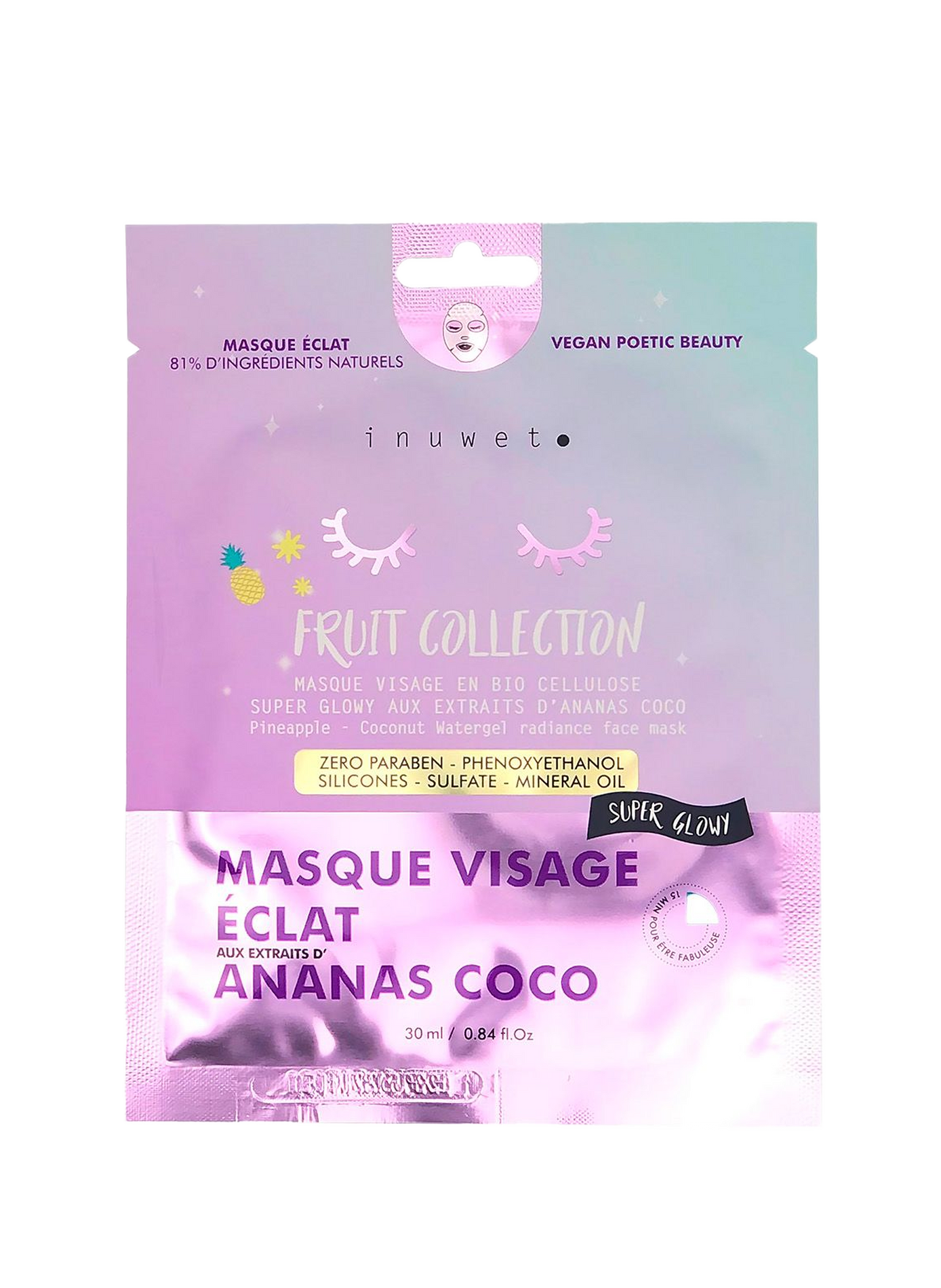 Masque visage éclat ananas INUWET No color