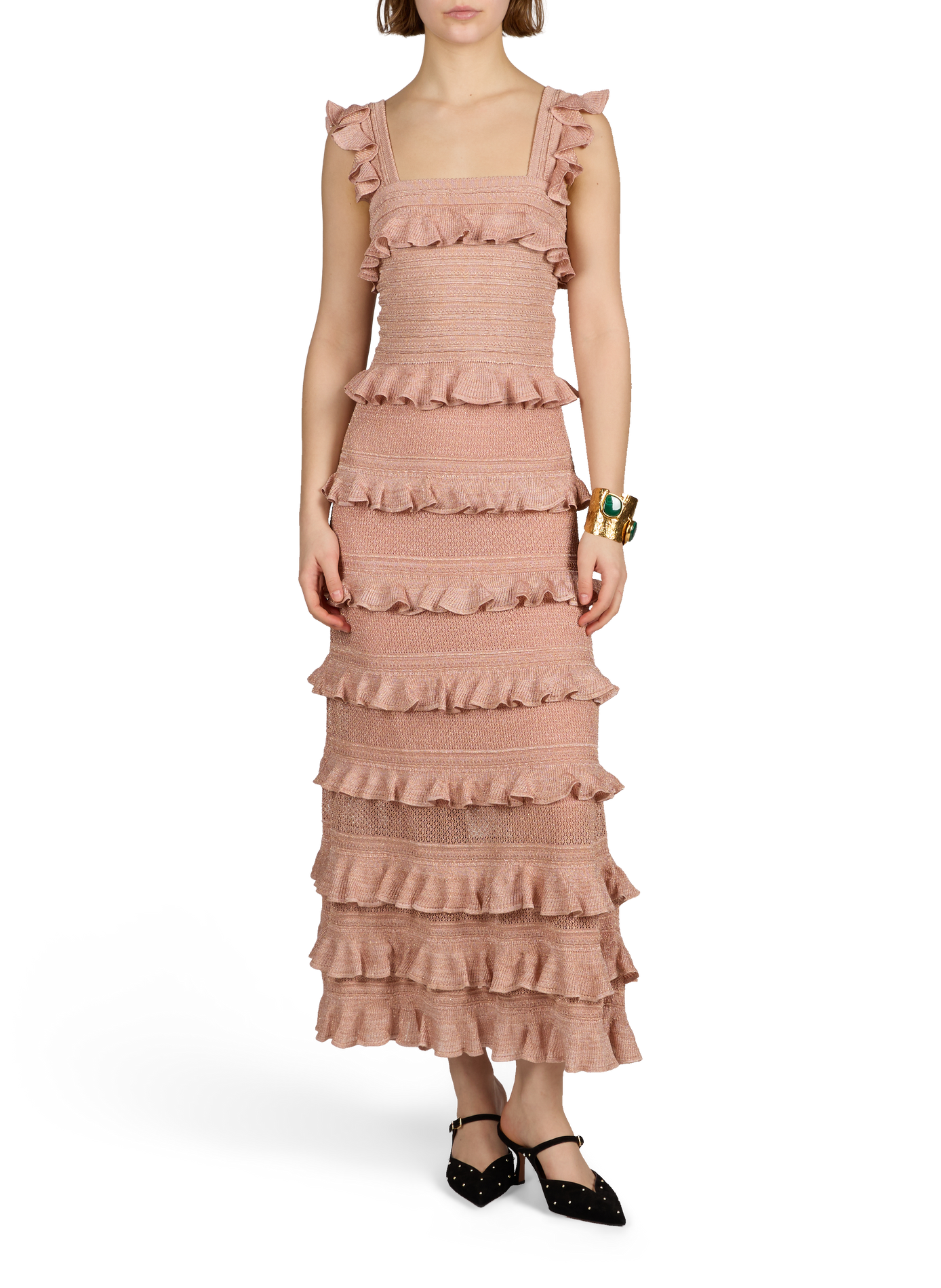 Jupe longue Rebellion à volants ZIMMERMANN Rose