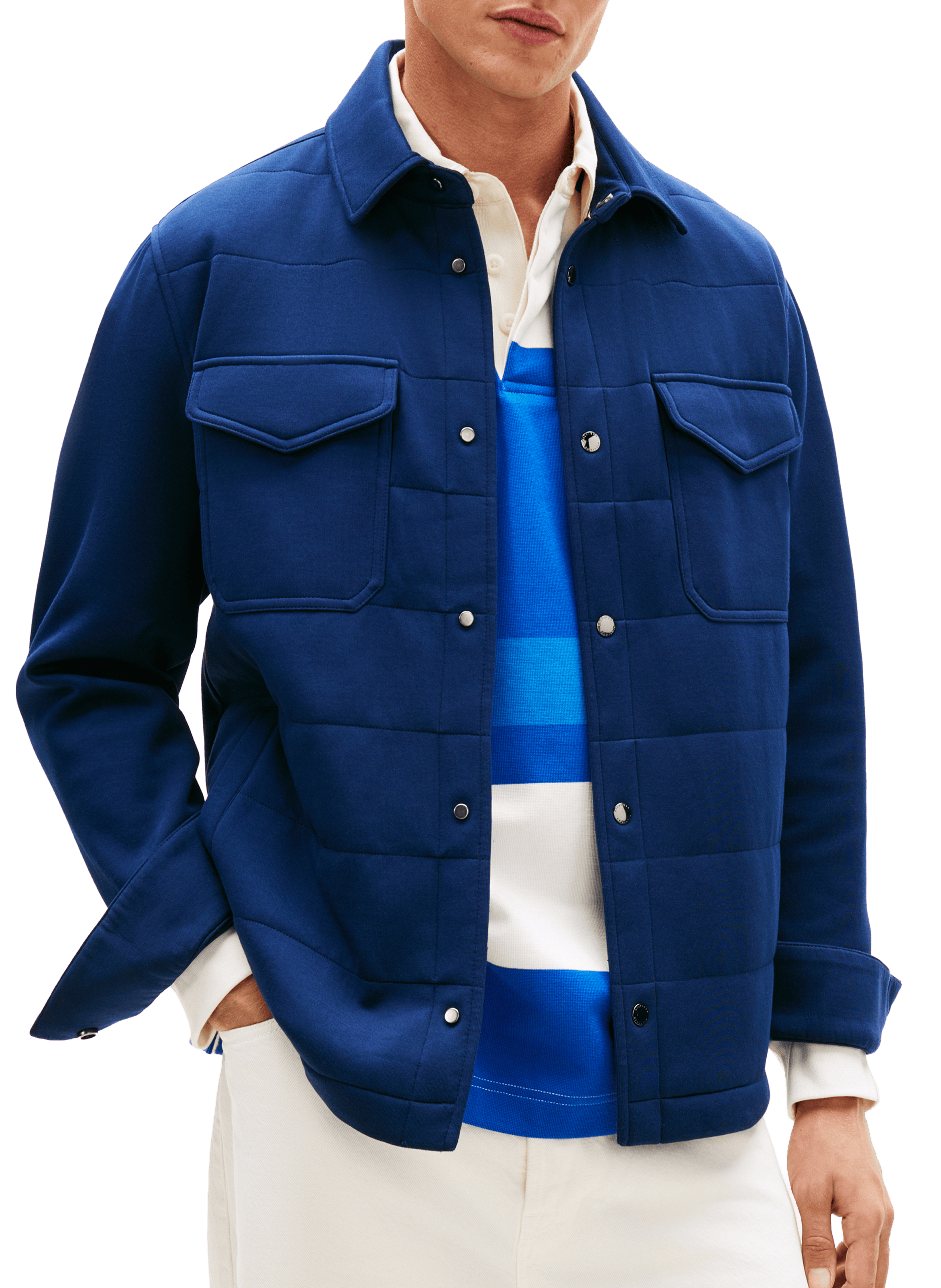 Straight cotton-blend overshirt TOMMY HILFIGER Blue