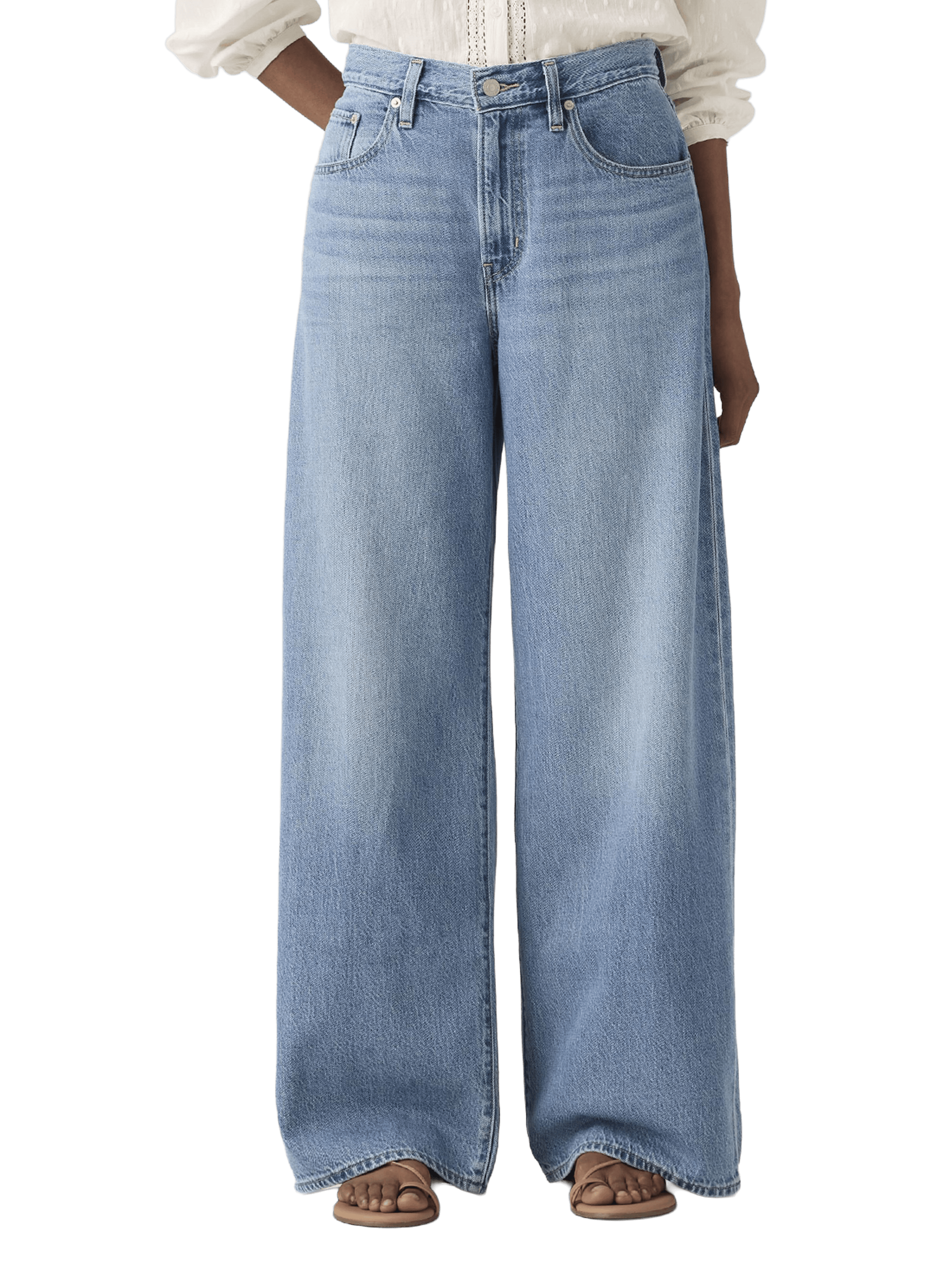 Jean large taille mi-haute en coton mélangé LEVI'S Bleu