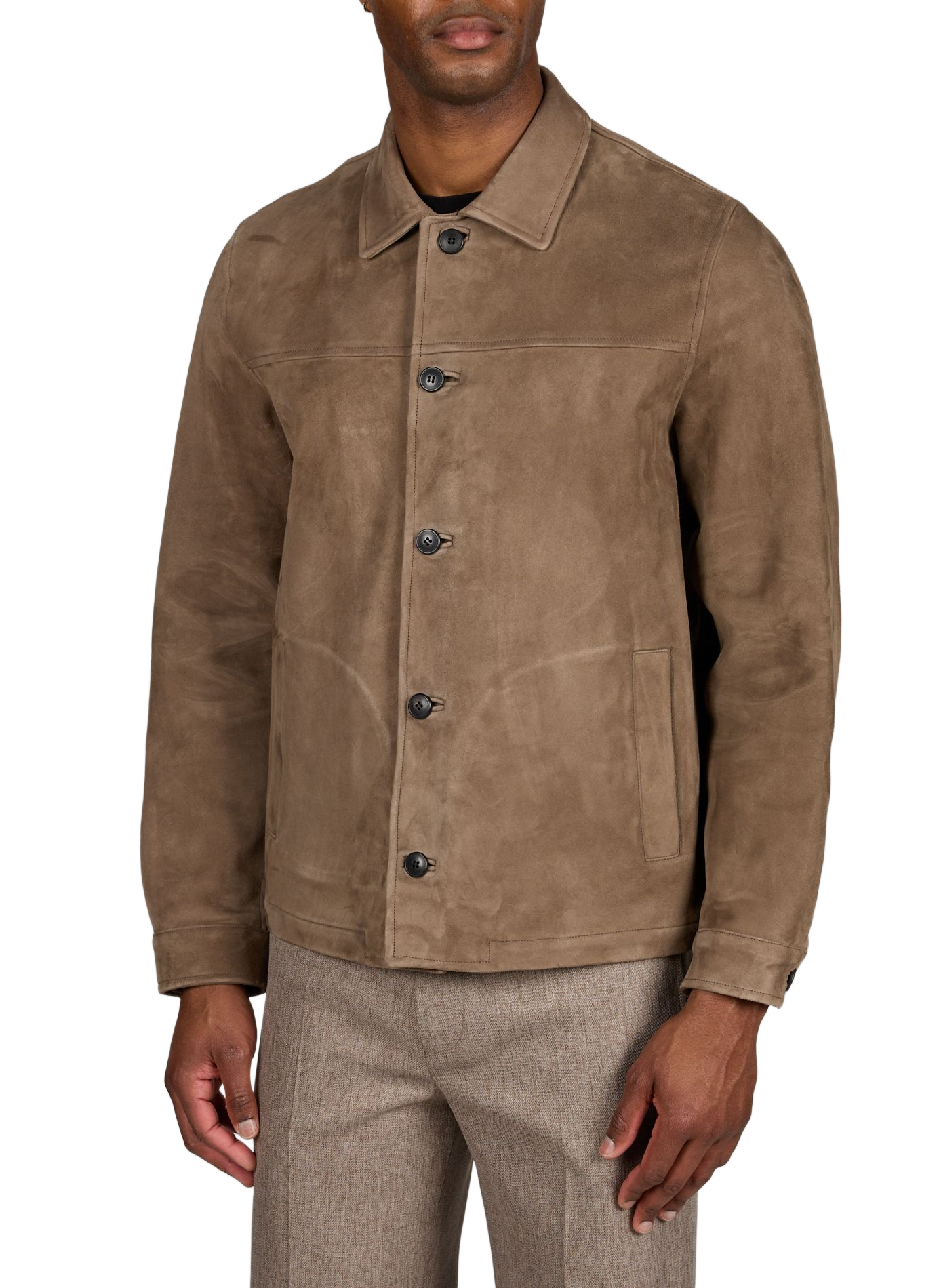 Veste droite en cuir de vache SUNSPEL Marron