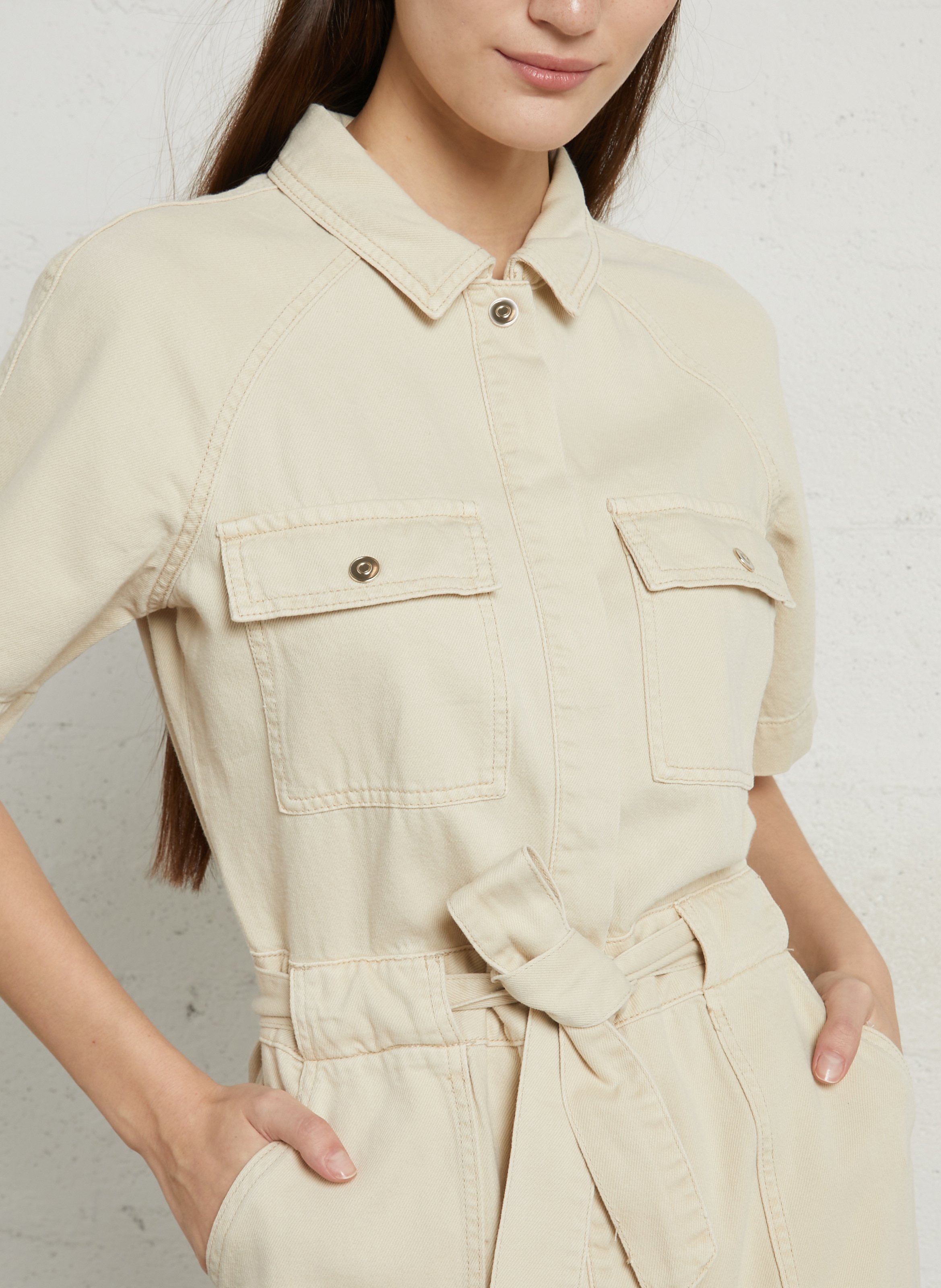 Robe midi en denim col classique betanie MAISON 123 Blanc