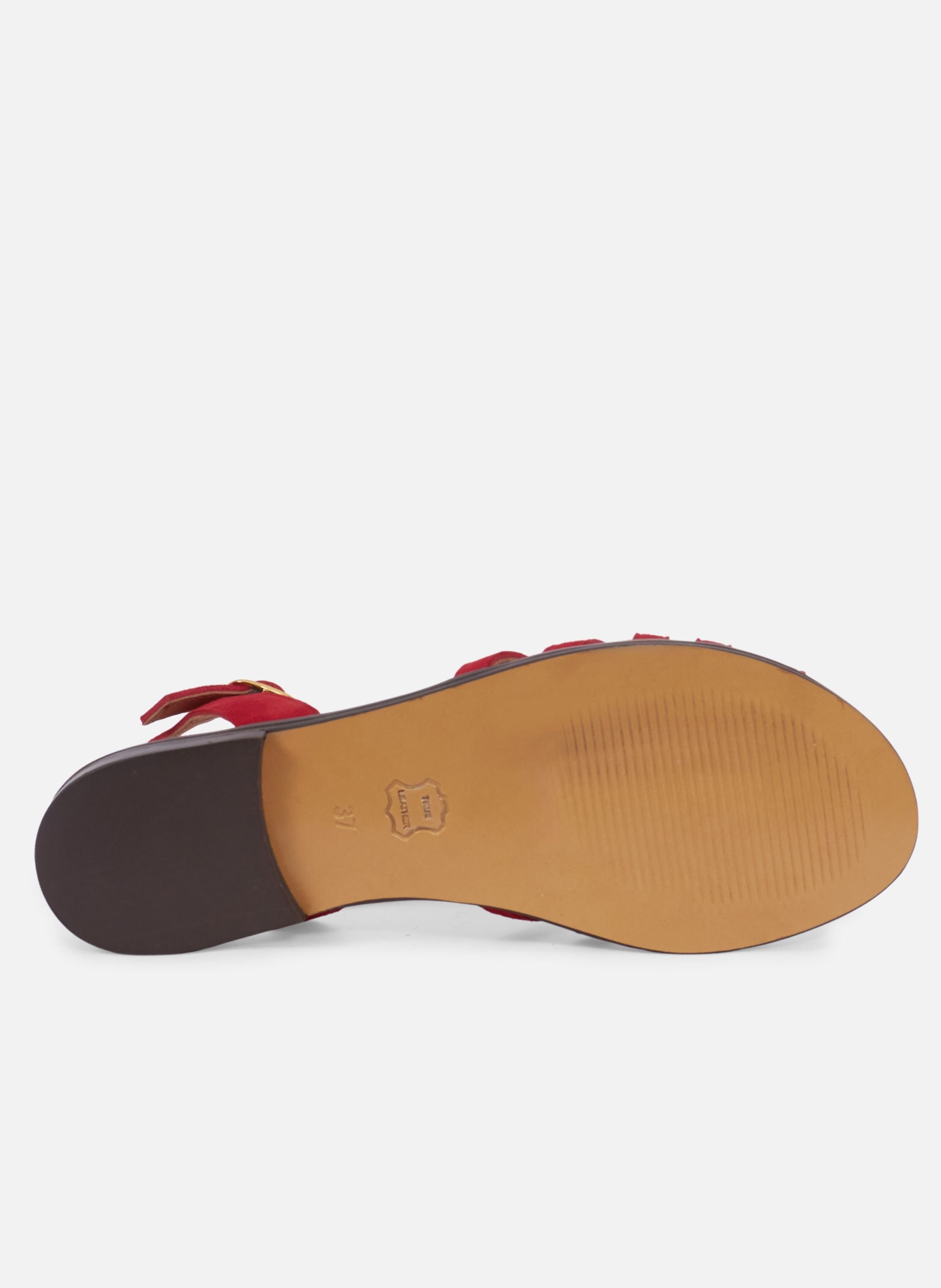 Sandales plates brides cuir daim JULES & JENN Rouge