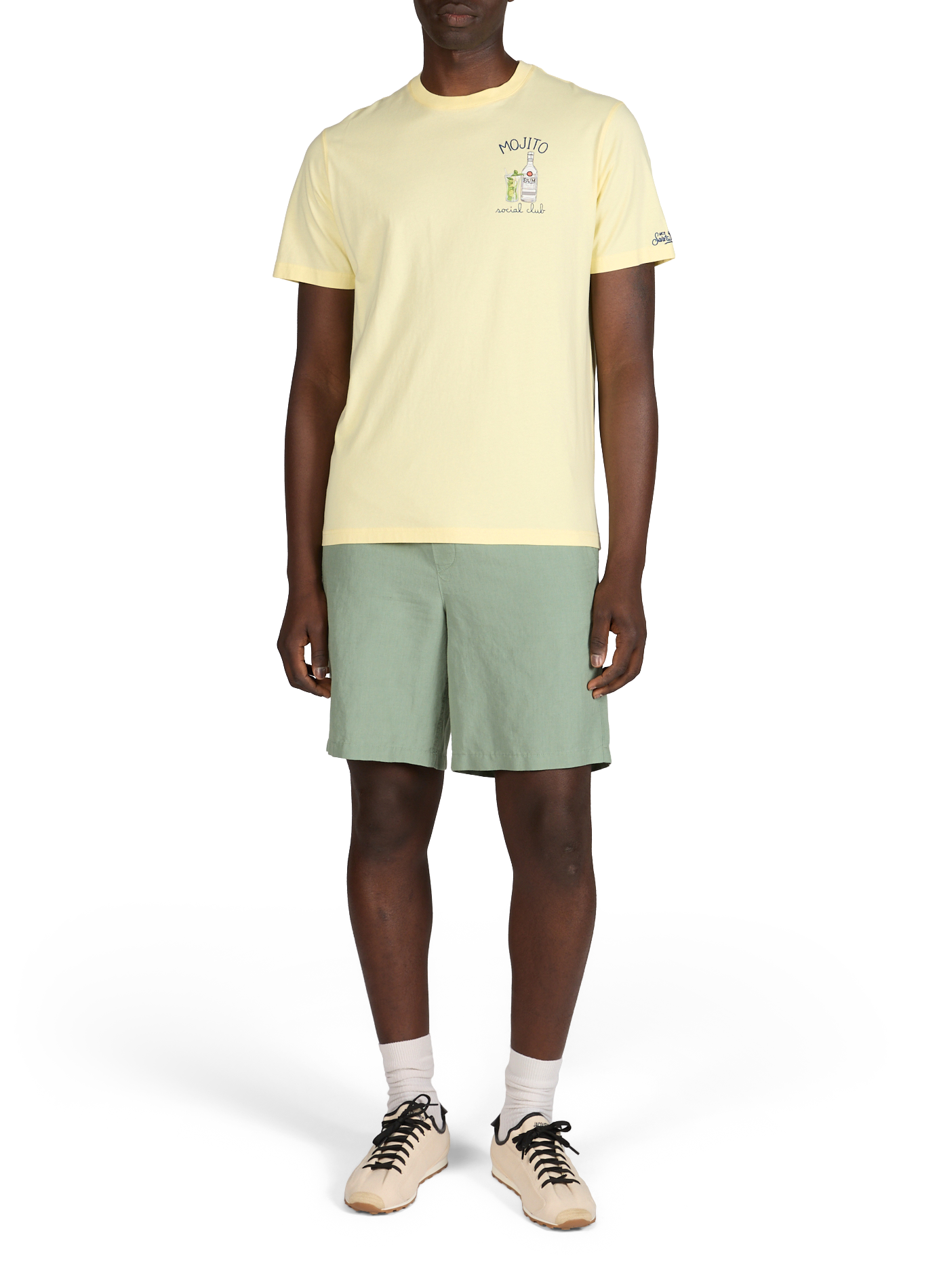 Straight linen and cotton shorts MINIMUM Green