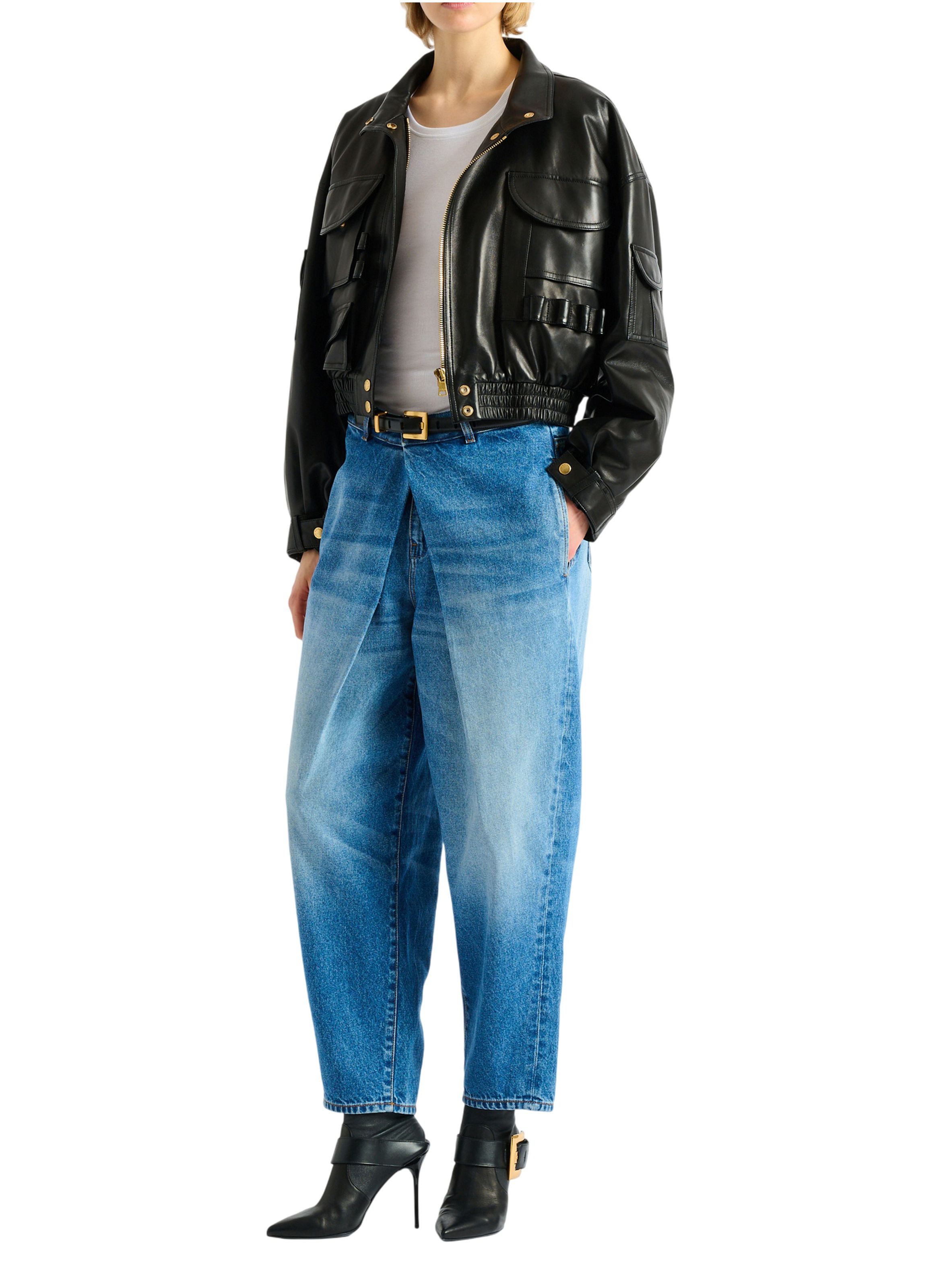 Jean barrel en denim BALMAIN Bleu