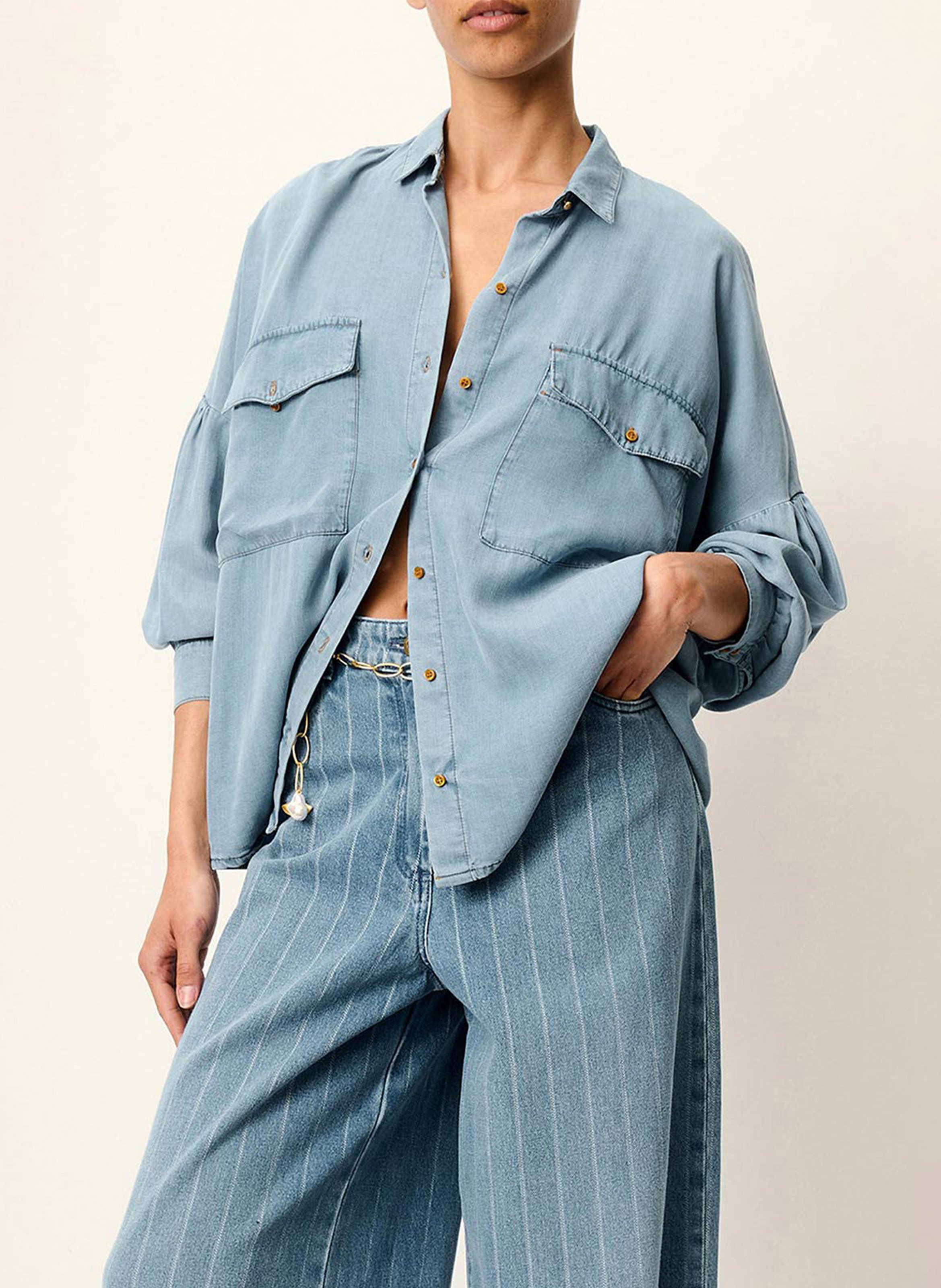 Chemise col classique en denim botania SESSUN Bleu