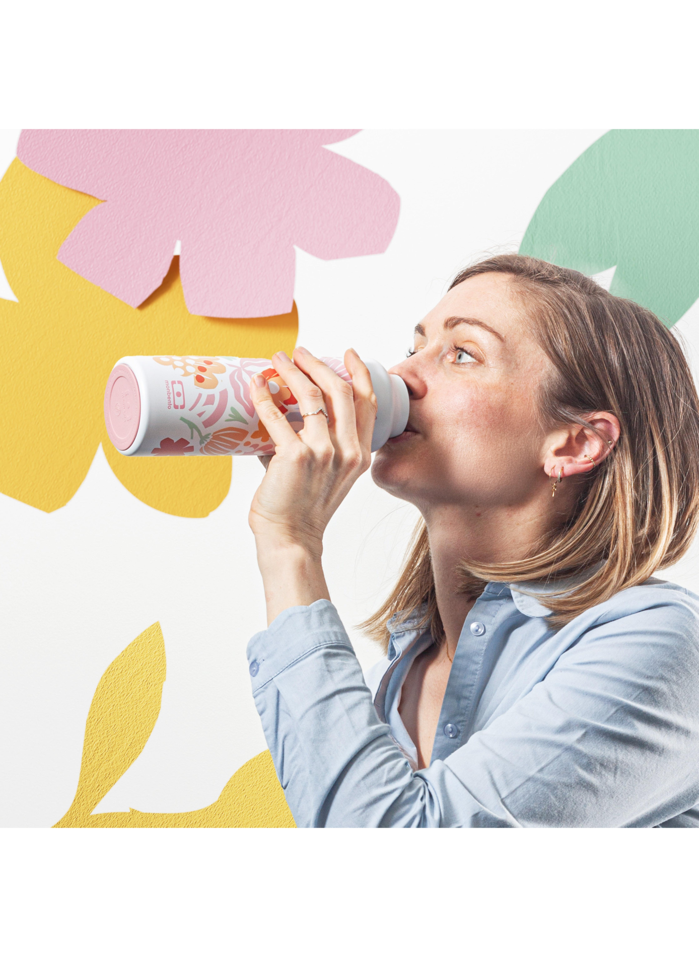 Gourde isotherme à fleurs Steel 50 cl MONBENTO Rose