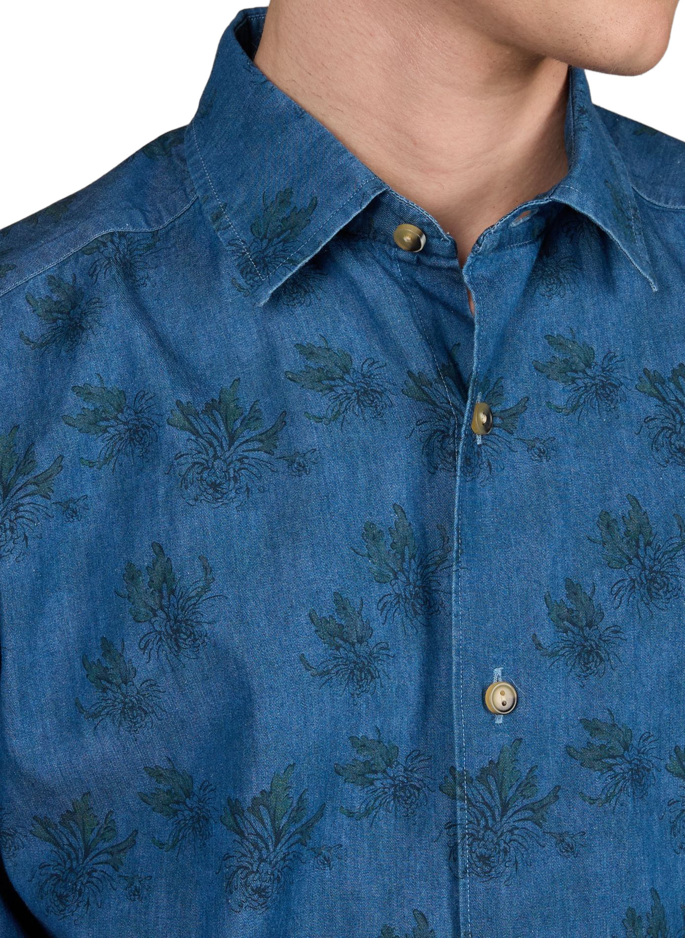 Chemise droite à motif en coton  ETON Bleu