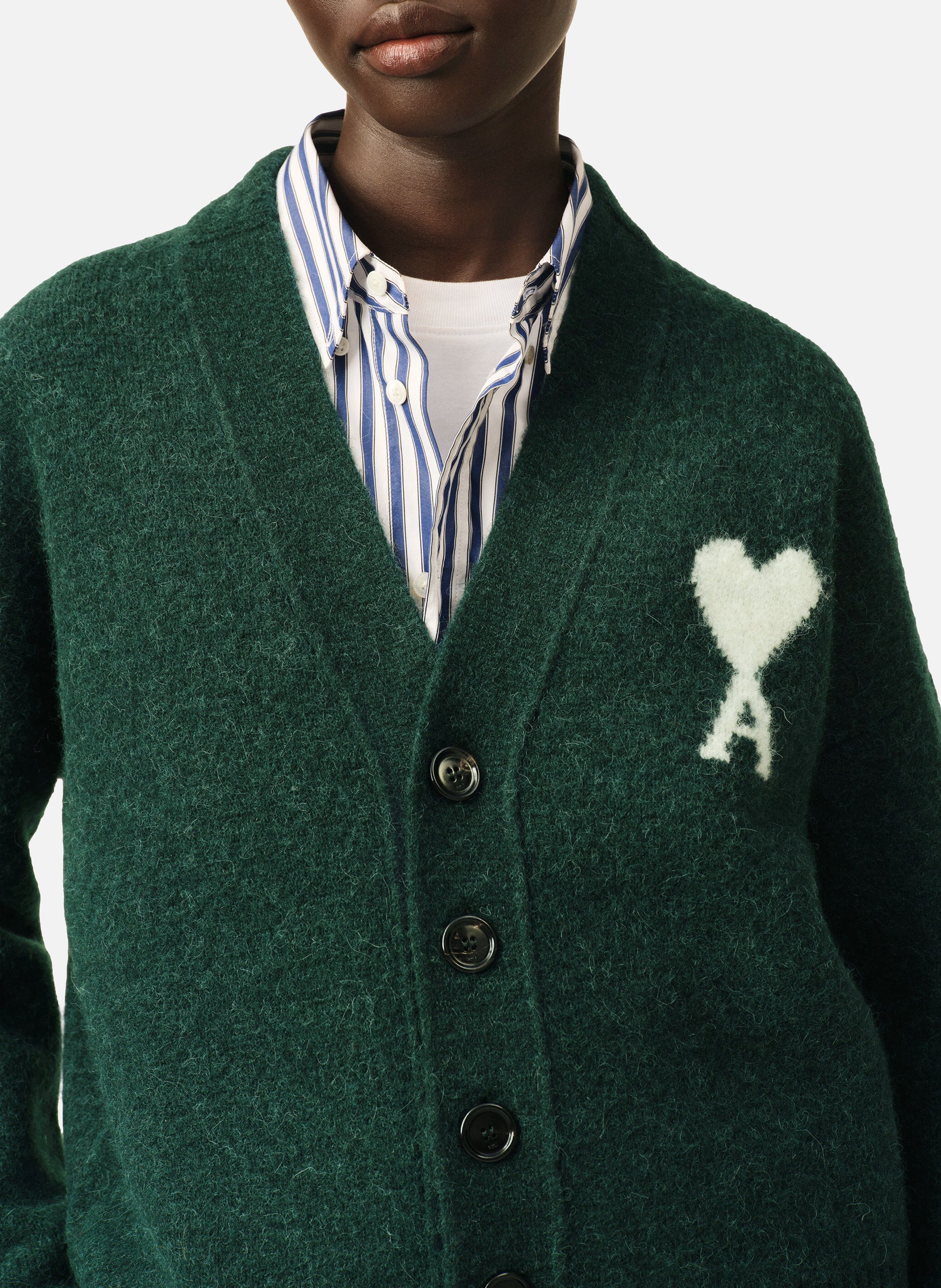 Cardigan unisexe en alpaga ami de coeur AMI PARIS Vert