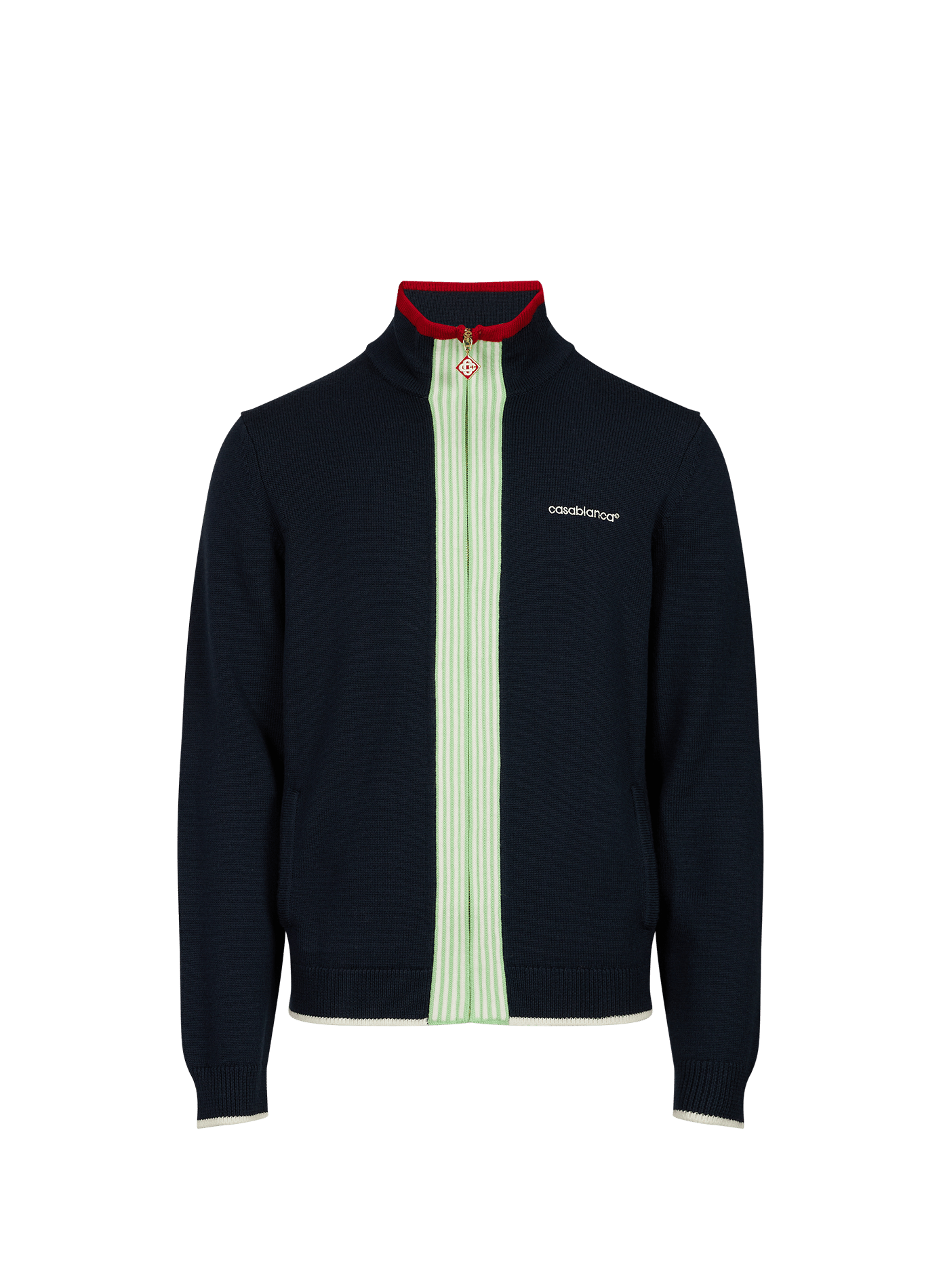 Zip-up high-neck merino wool vest CASABLANCA PARIS Blue