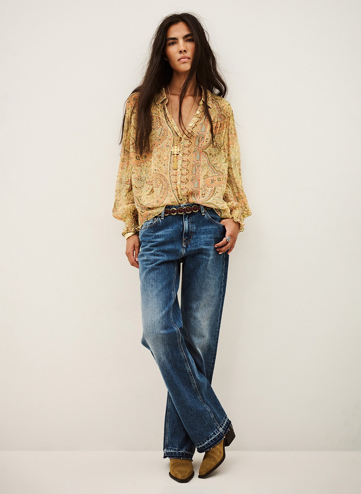 Chemise fluide boutonnée imprimée cleo BA&SH Jaune