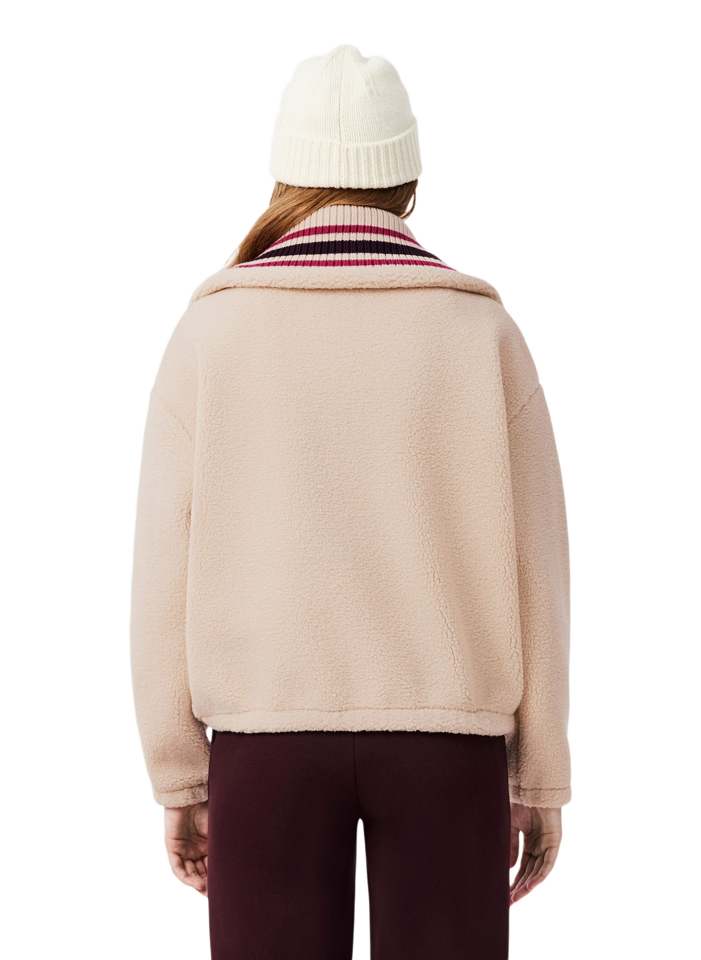 Oversized sherpa zip-up jacket LACOSTE Beige