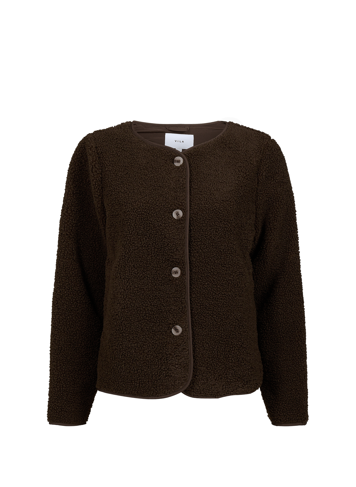Oversized round neck jacket VILA Brown