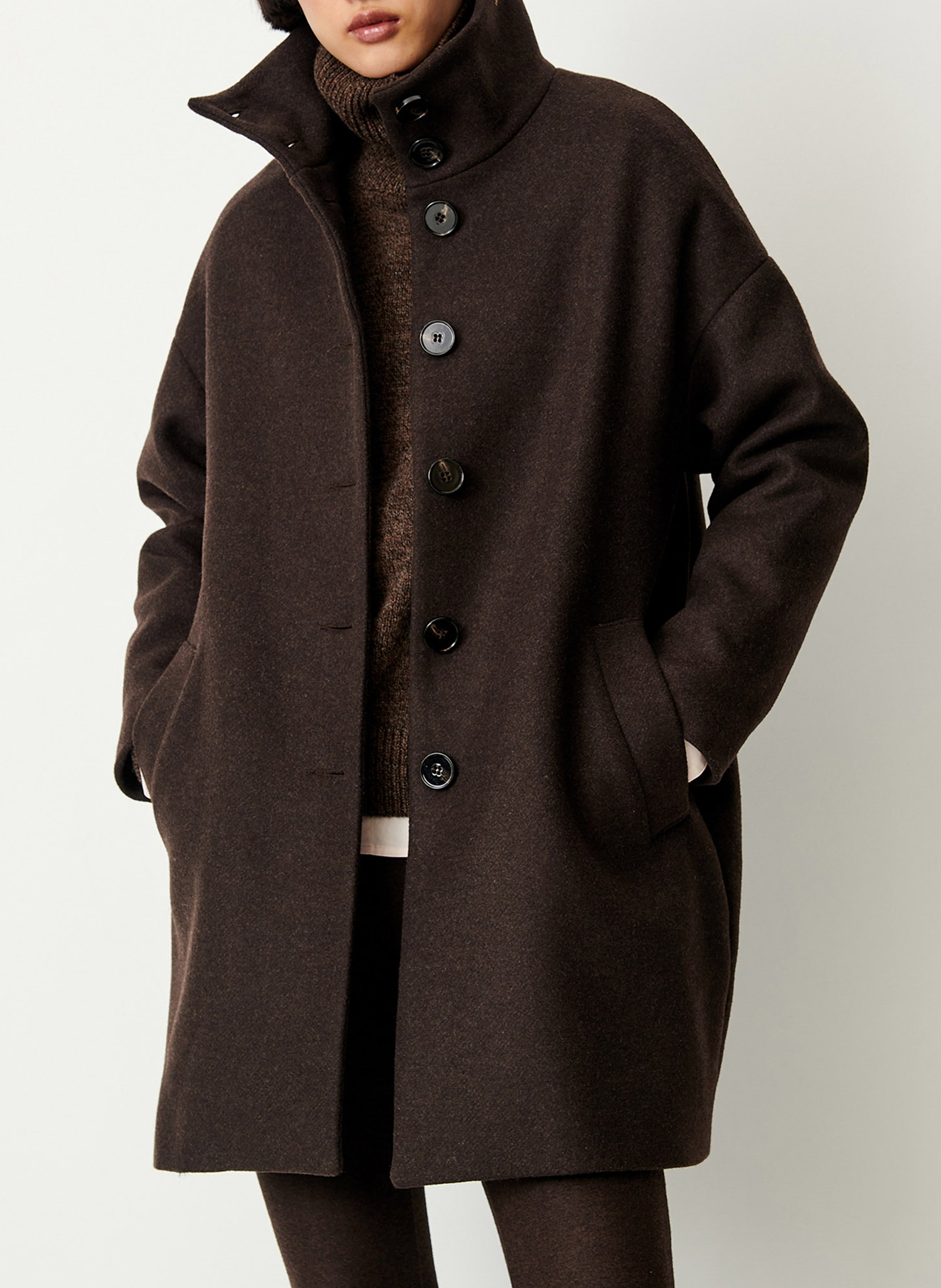 Manteau col montant en laine mélangée paradise SESSUN Marron