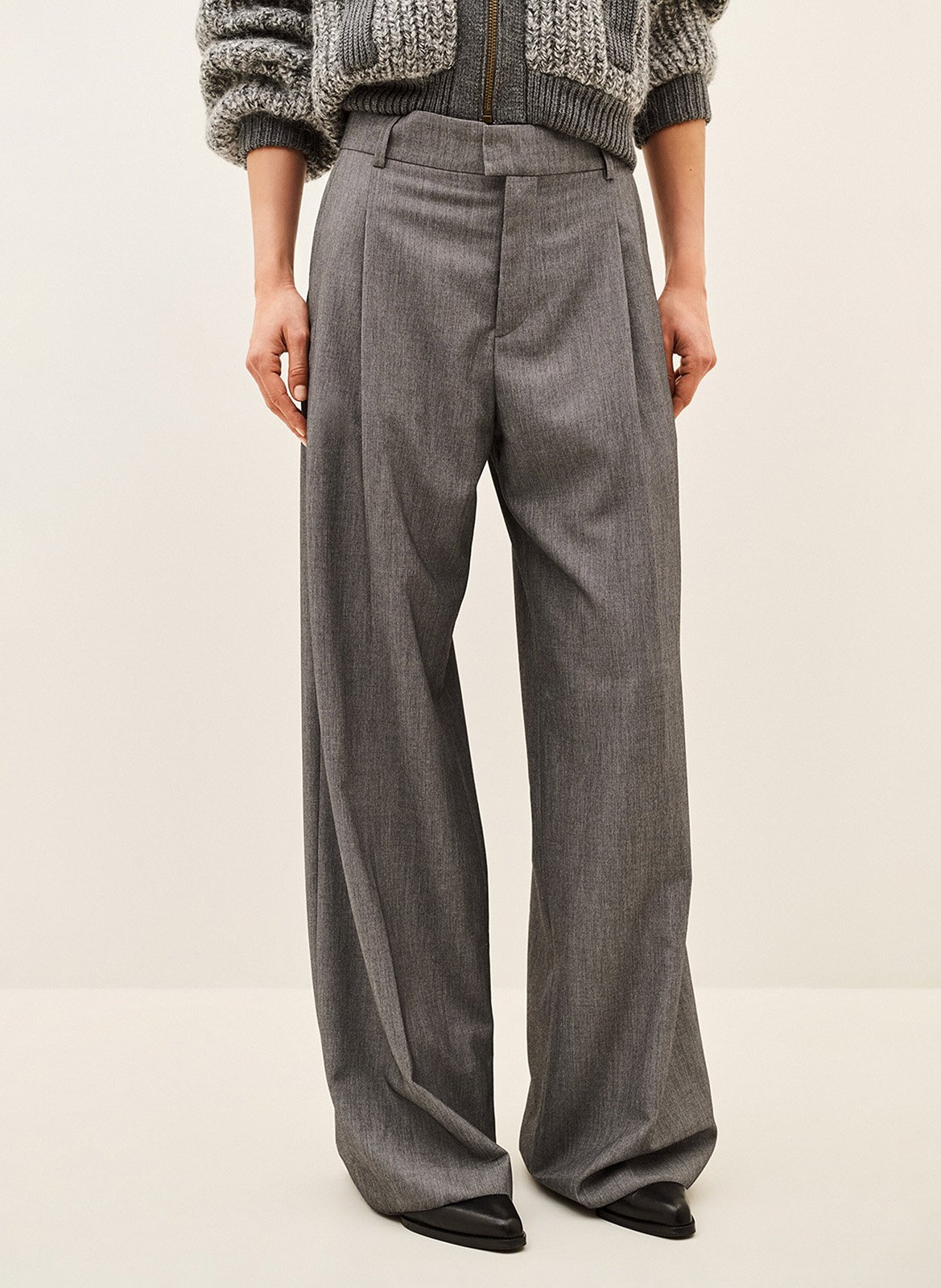 Broek met rechte plooien in effen crèmekleur BA&SH Grijs