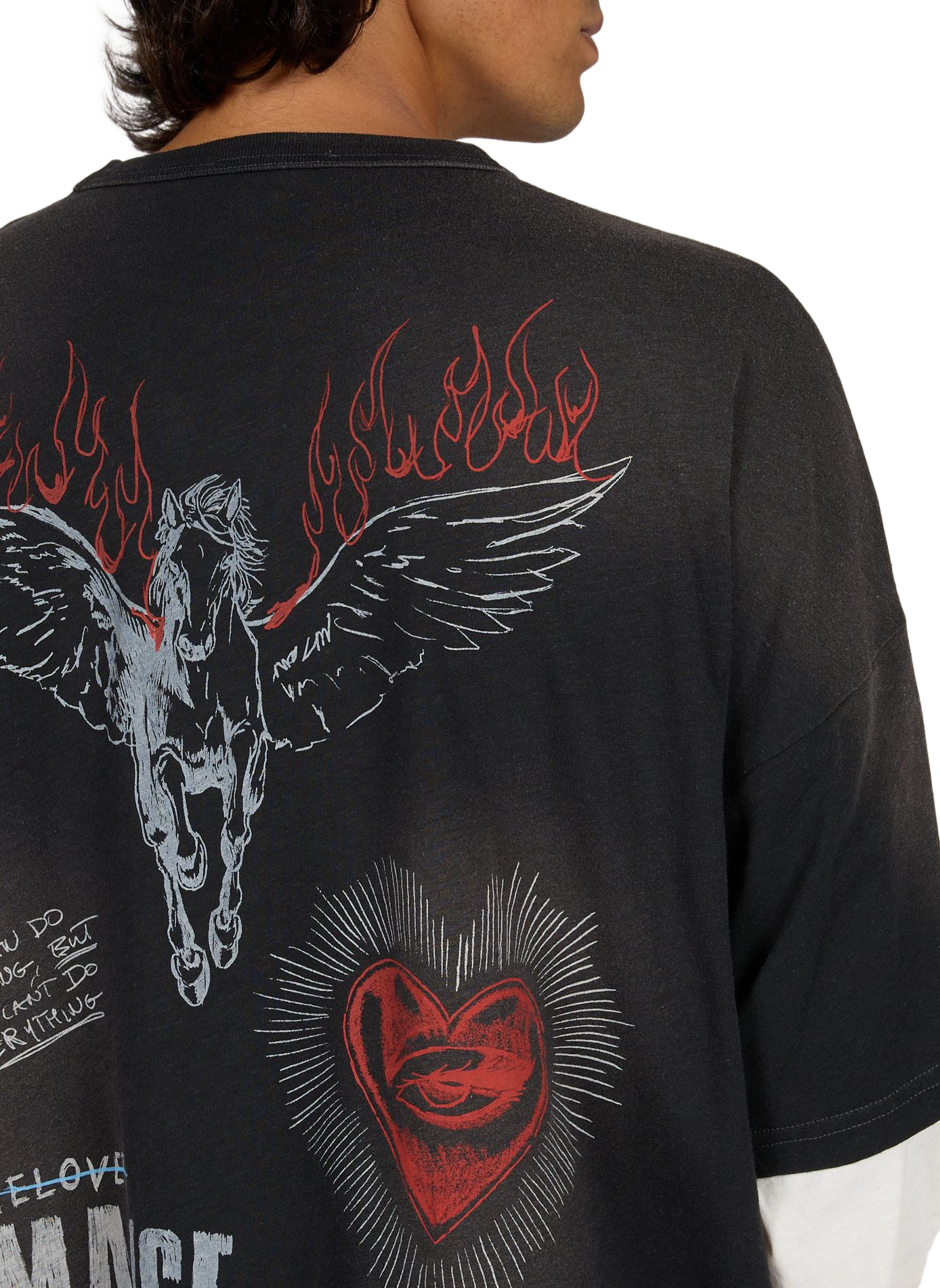 Layered T-Shirt „Heavier Than The Heavens“ aus Baumwollmischung REPRESENT Schwarz
