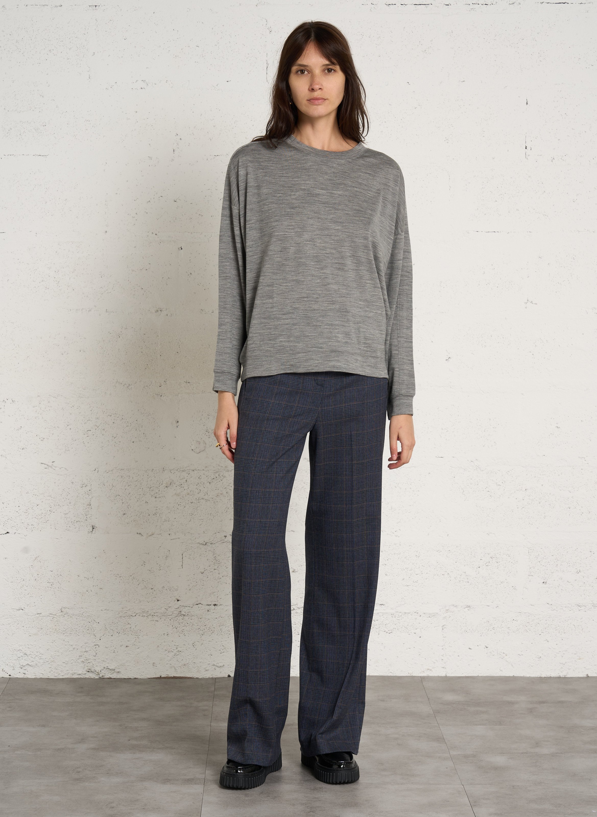Pantalon à pinces droit à carreaux layla MAISON 123 Gris
