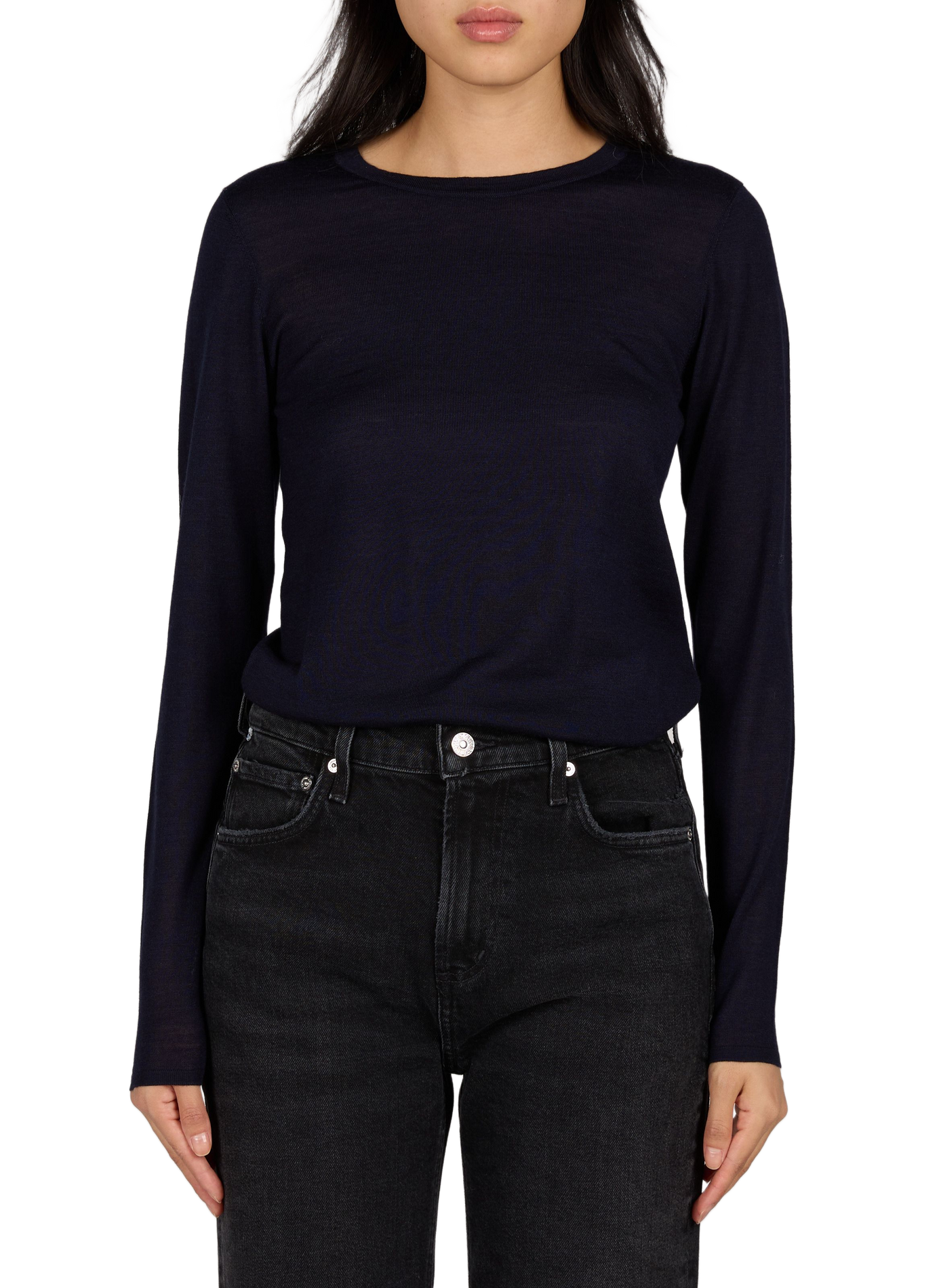Maria straight merino wool round neck sweater PETITE MENDIGOTE Blue