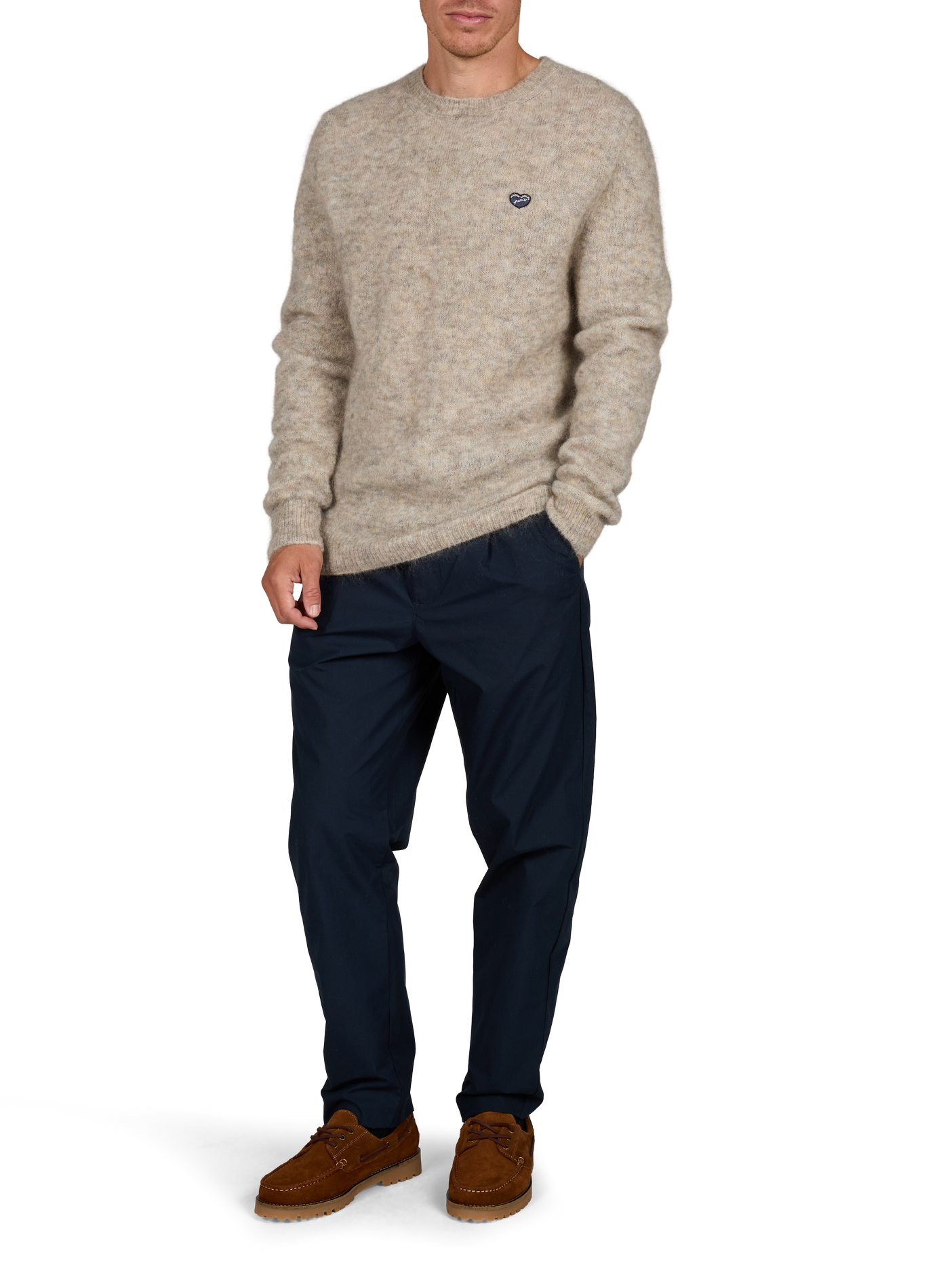 Rechte wollen trui met ronde hals MAISON LABICHE Beige
