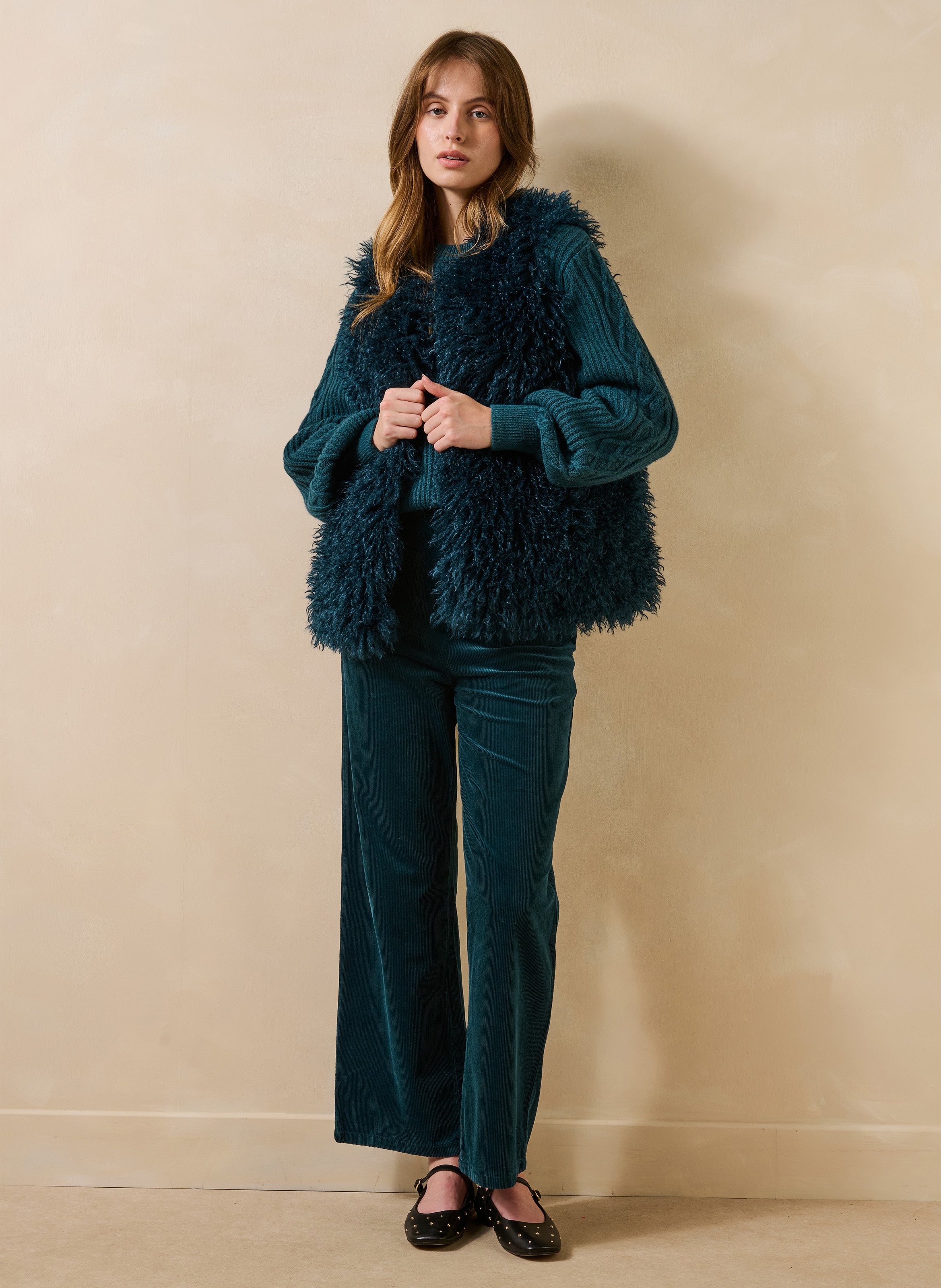 Wide-leg broek met hoge taille van katoenmix LA FEE MARABOUTEE Blauw