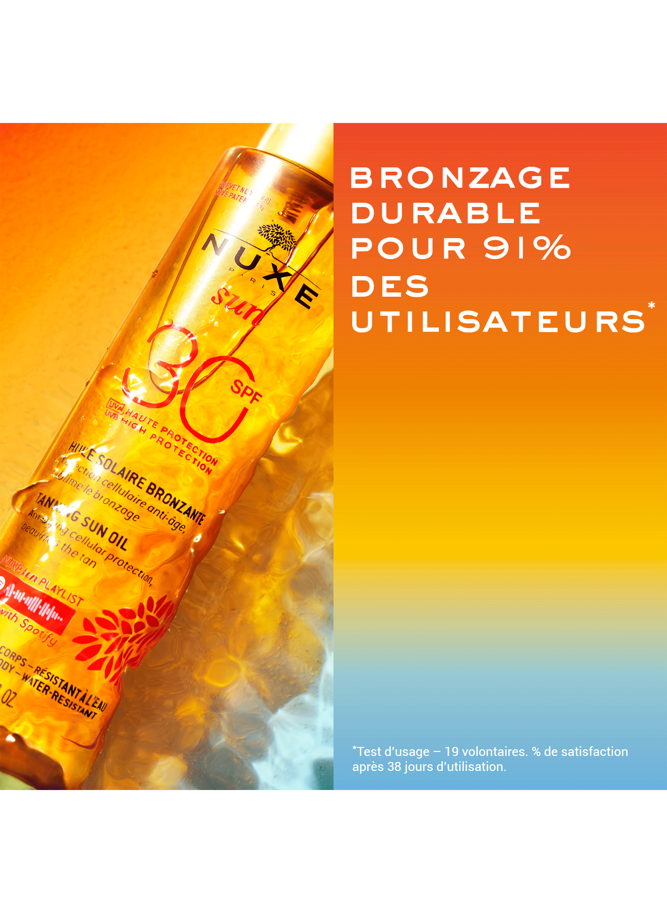 High Protection Tanning Sun Oil SPF 30 for face and body NUXE No color