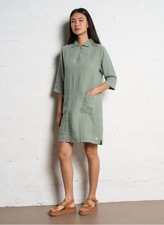 Robe droite col classique en lin Kaki by ARMOR-LUX ARMOR-LUX Robe droite col classique en lin Kaki