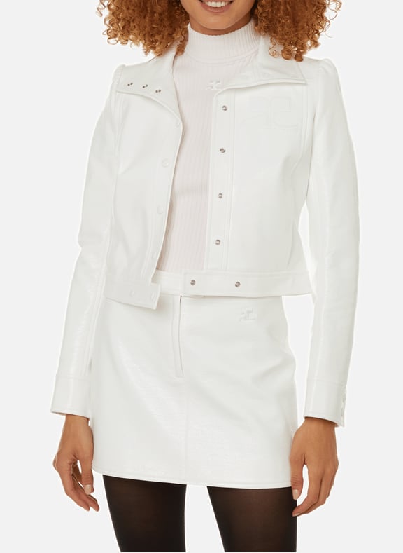 Blouson Réédition vinyle en coton mélangé Blanc by COURRÈGES COURRÈGES Blouson Réédition vinyle en coton mélangé Blanc