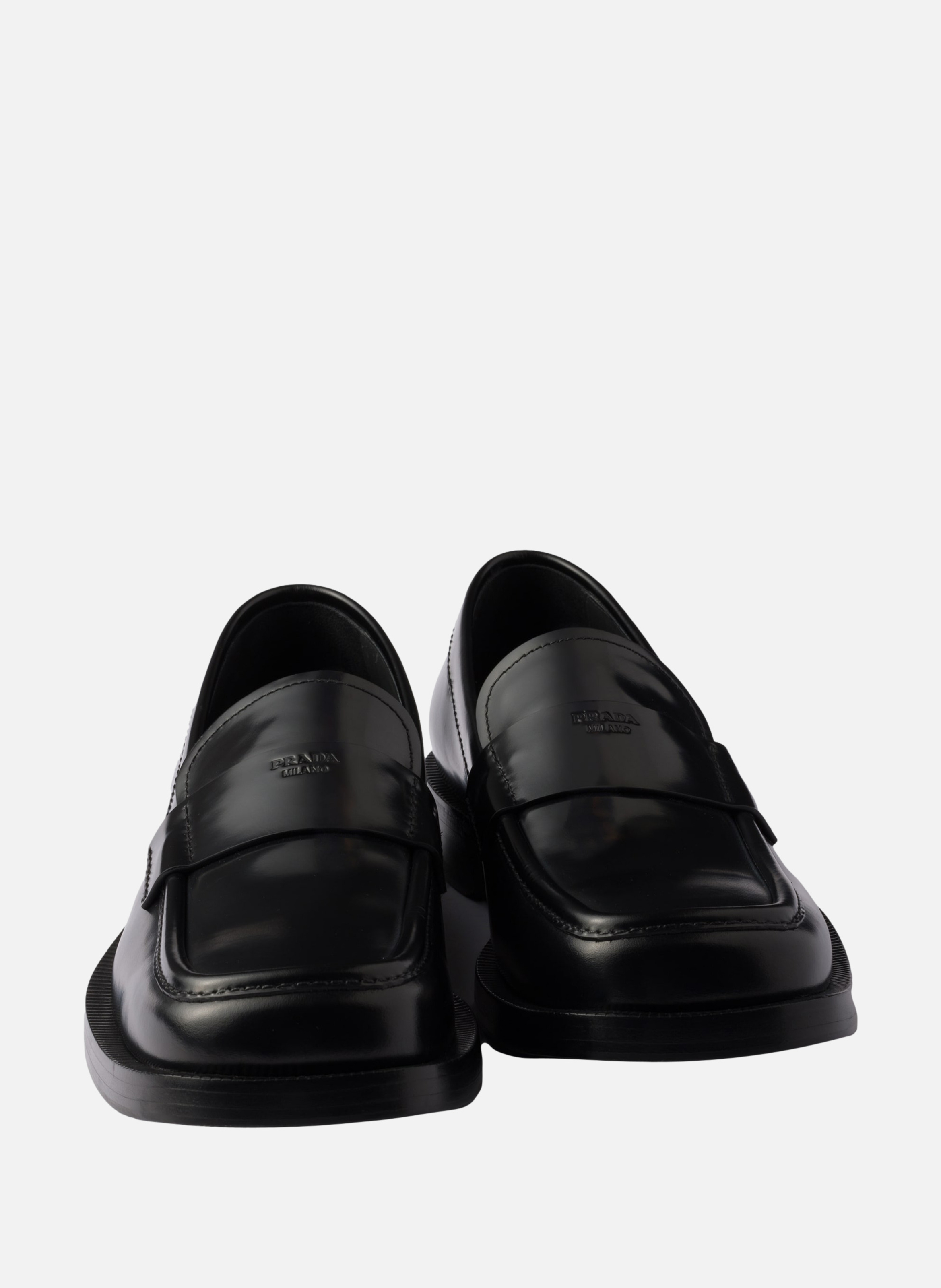 Mocassins en cuir brossé PRADA Noir