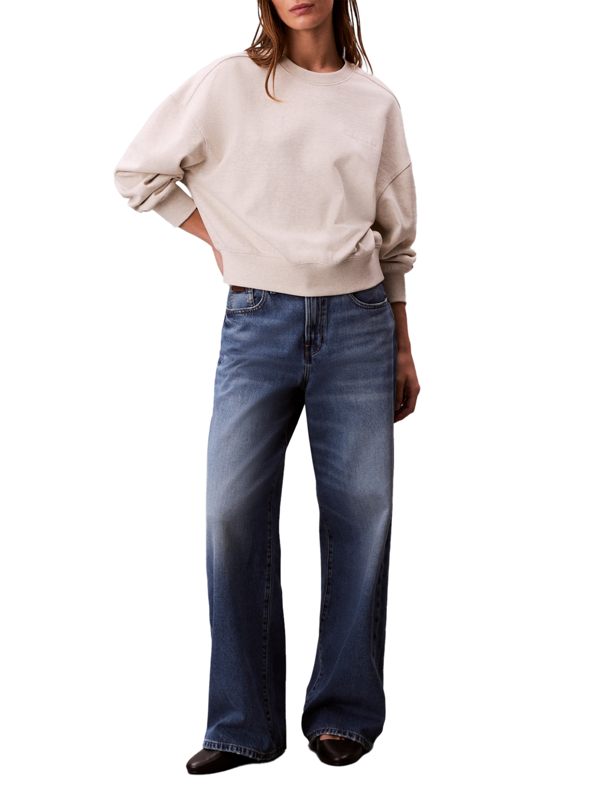 Pull en coton mélangé CALVIN KLEIN Blanc