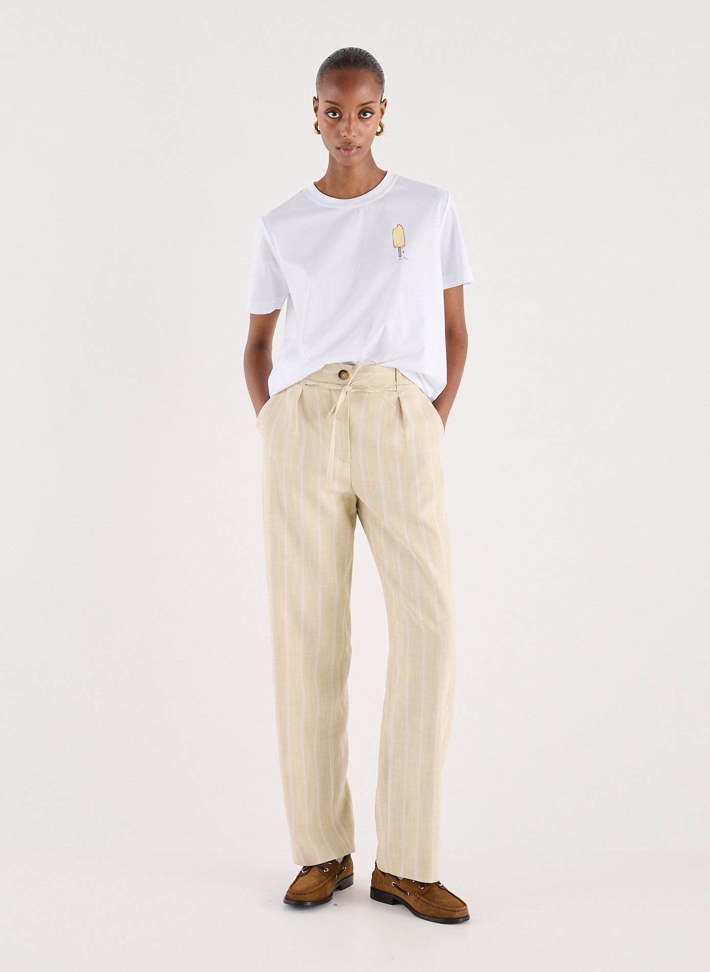 Pantalon rayé Saluza SAMSOE SAMSOE Beige
