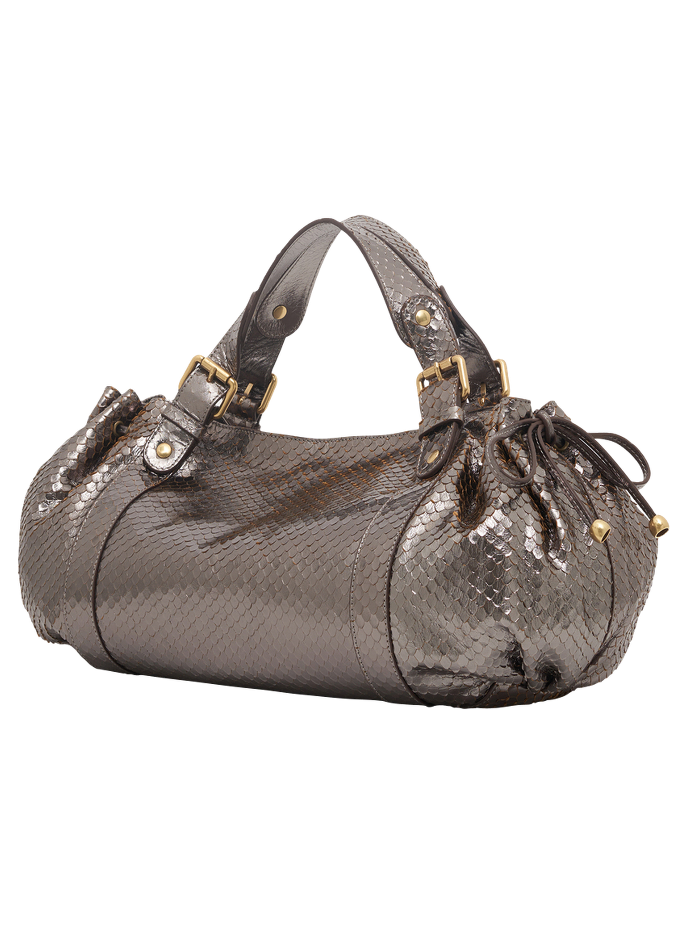 Sac à main en cuir métallisé effet python - 24h GERARD DAREL Gris